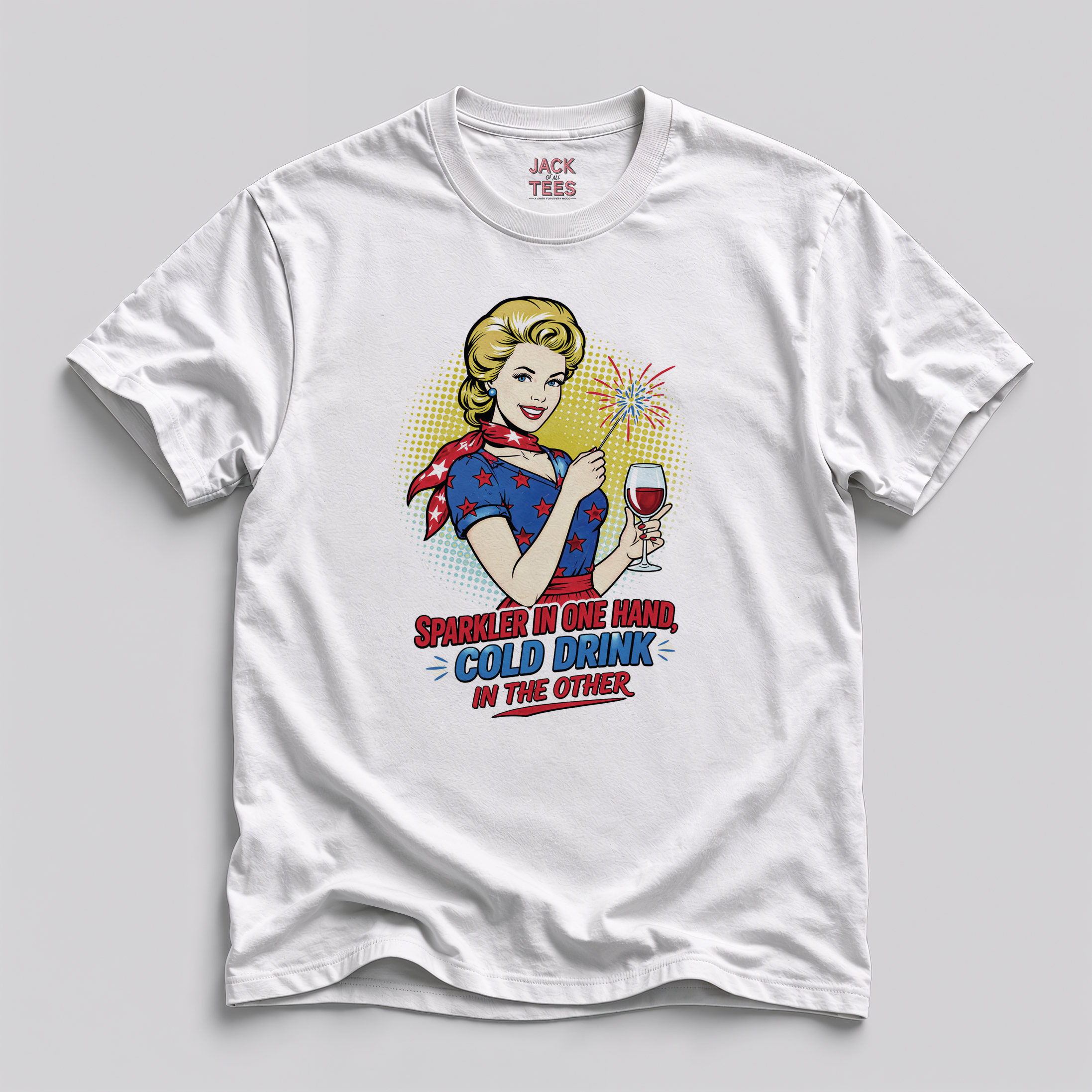 Sparkler in One Hand, Cold Drink in The Other T-Shirt