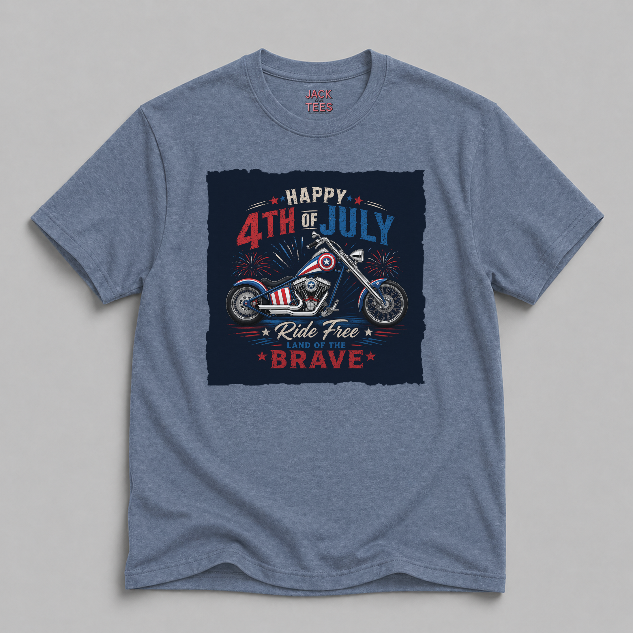 Happy 4th of July Patriotic Chopper Motorcycle T-Shirt