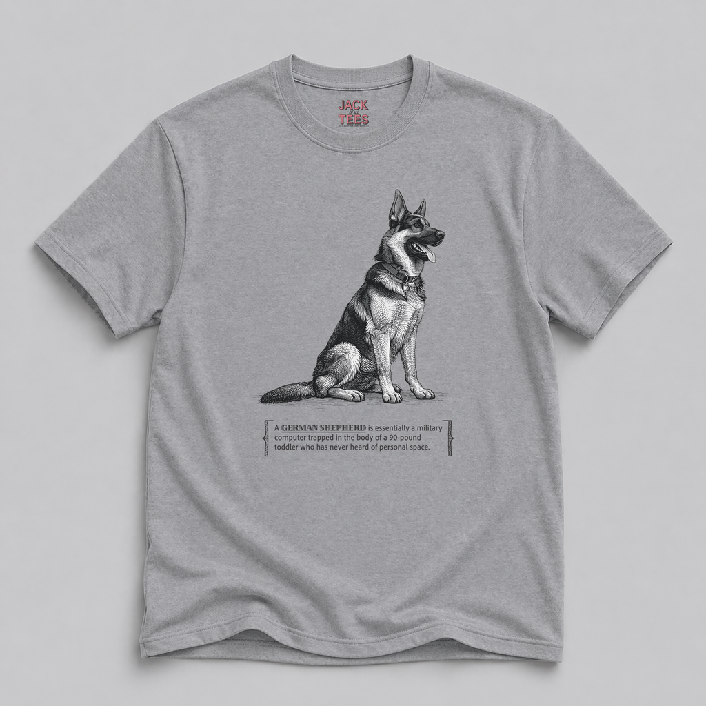 German Shepherd Shirt — Funny "Military Computer in a 90‑Pound Toddler" Dog Tee