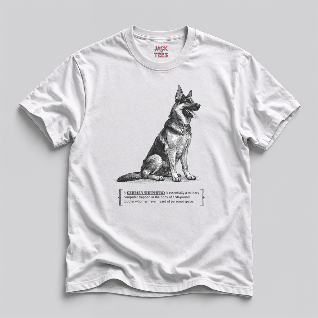 German Shepherd Shirt — Funny "Military Computer in a 90‑Pound Toddler" Dog Tee