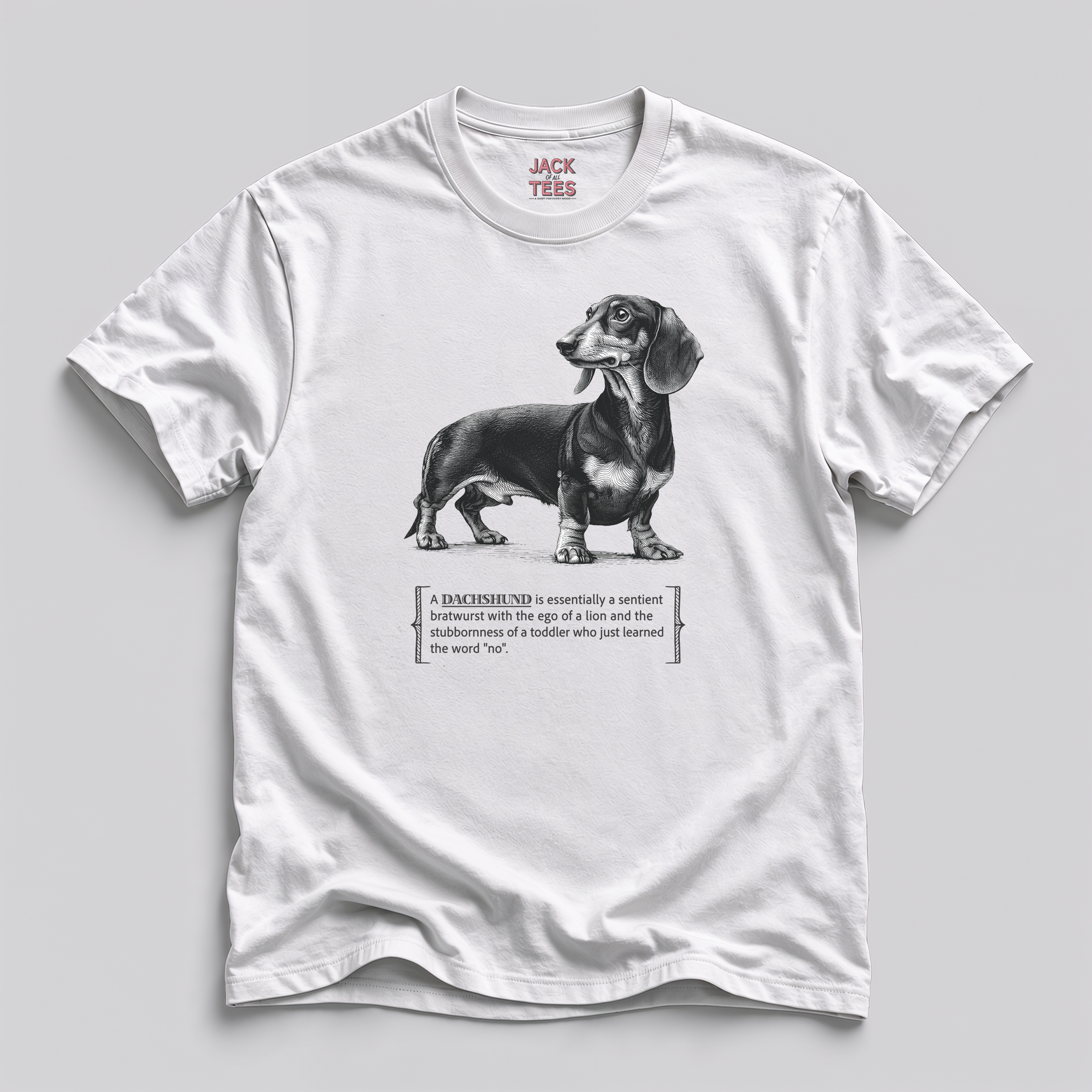 Dachshund Shirt — "Bratwurst with an Ego" Tee