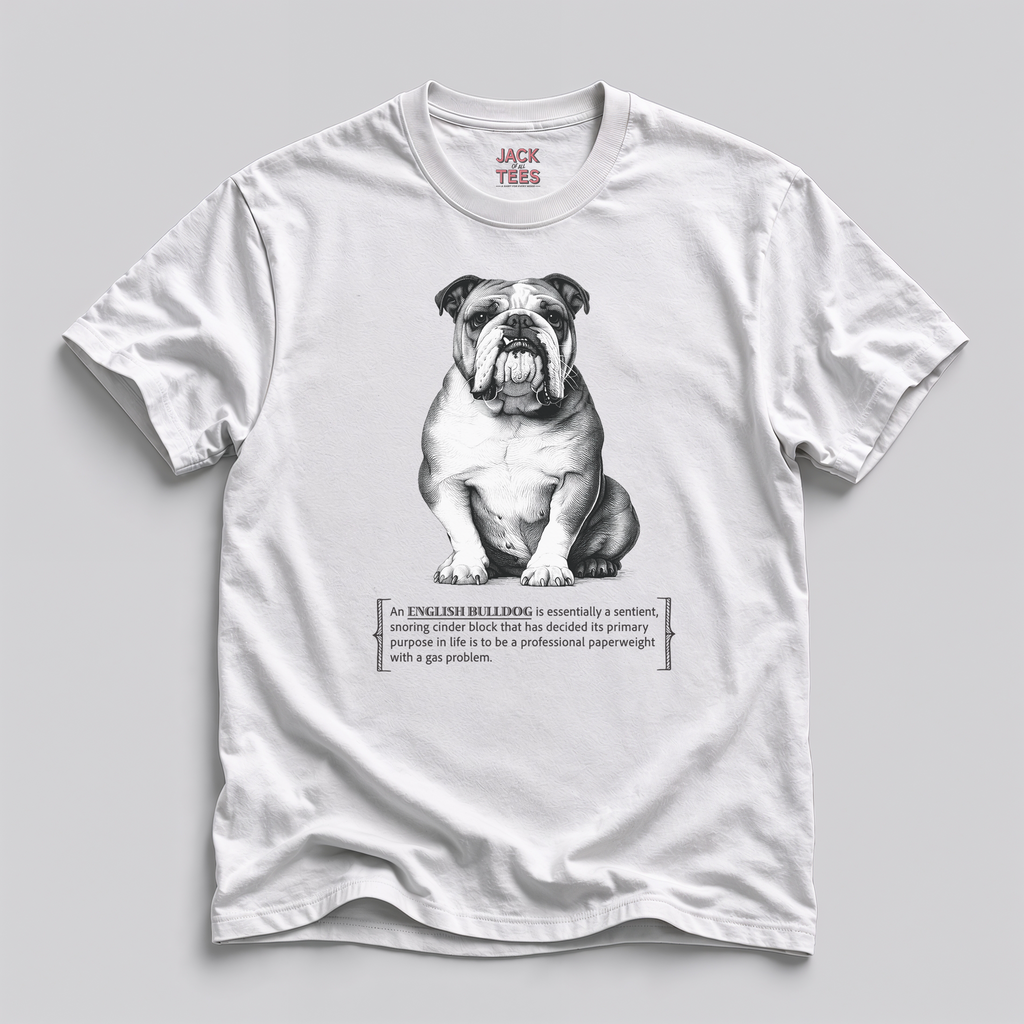 English Bulldog Funny Tee — "Professional Paperweight" Humor T-Shirt