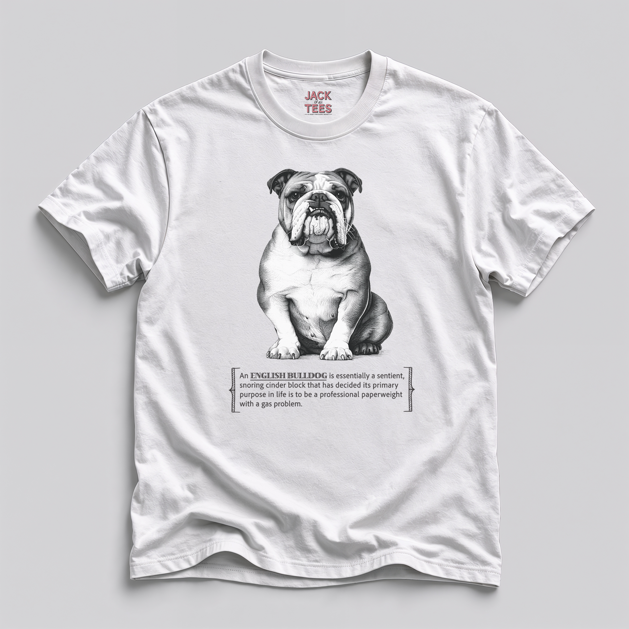 English Bulldog Funny Tee — "Professional Paperweight" Humor T-Shirt
