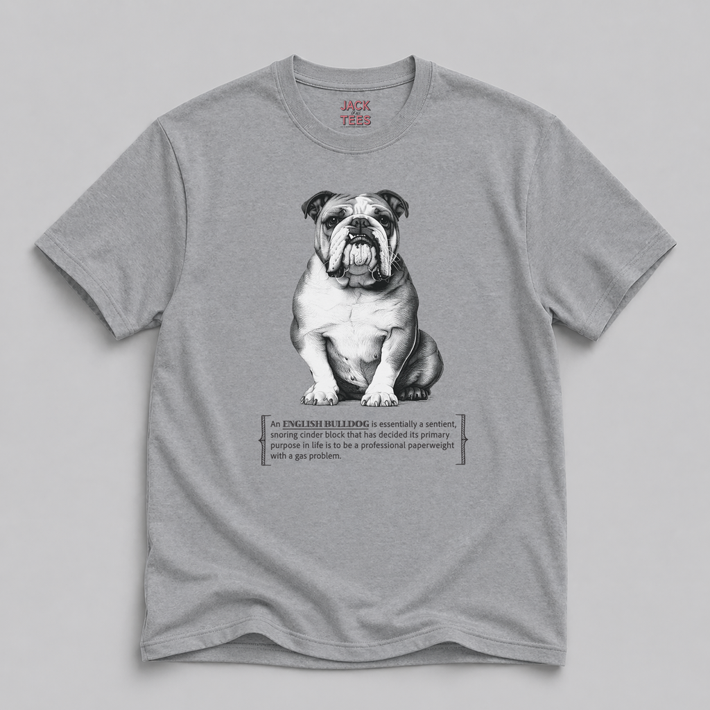 English Bulldog Funny Tee — "Professional Paperweight" Humor T-Shirt