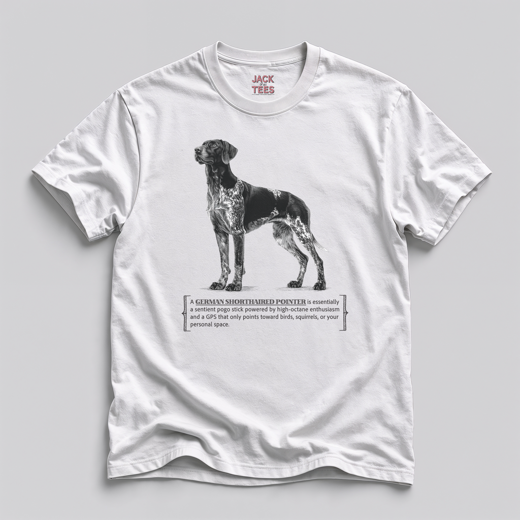 German Shorthaired Pointer Tee — "Powered by High-Octane Enthusiasm"