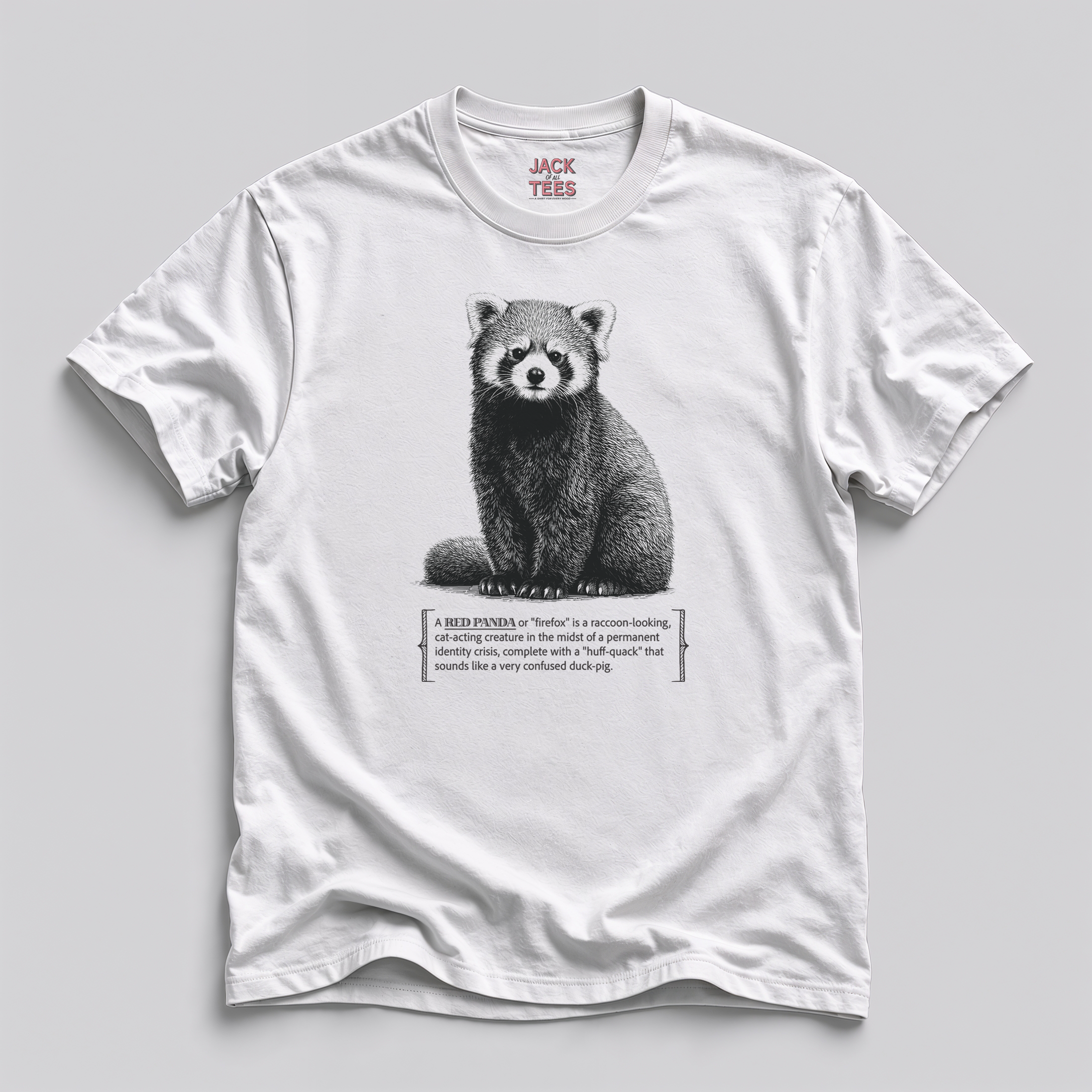 Red Panda (Firefox) T-Shirt — Cute Confused 'Huff-Quack' Graphic Tee