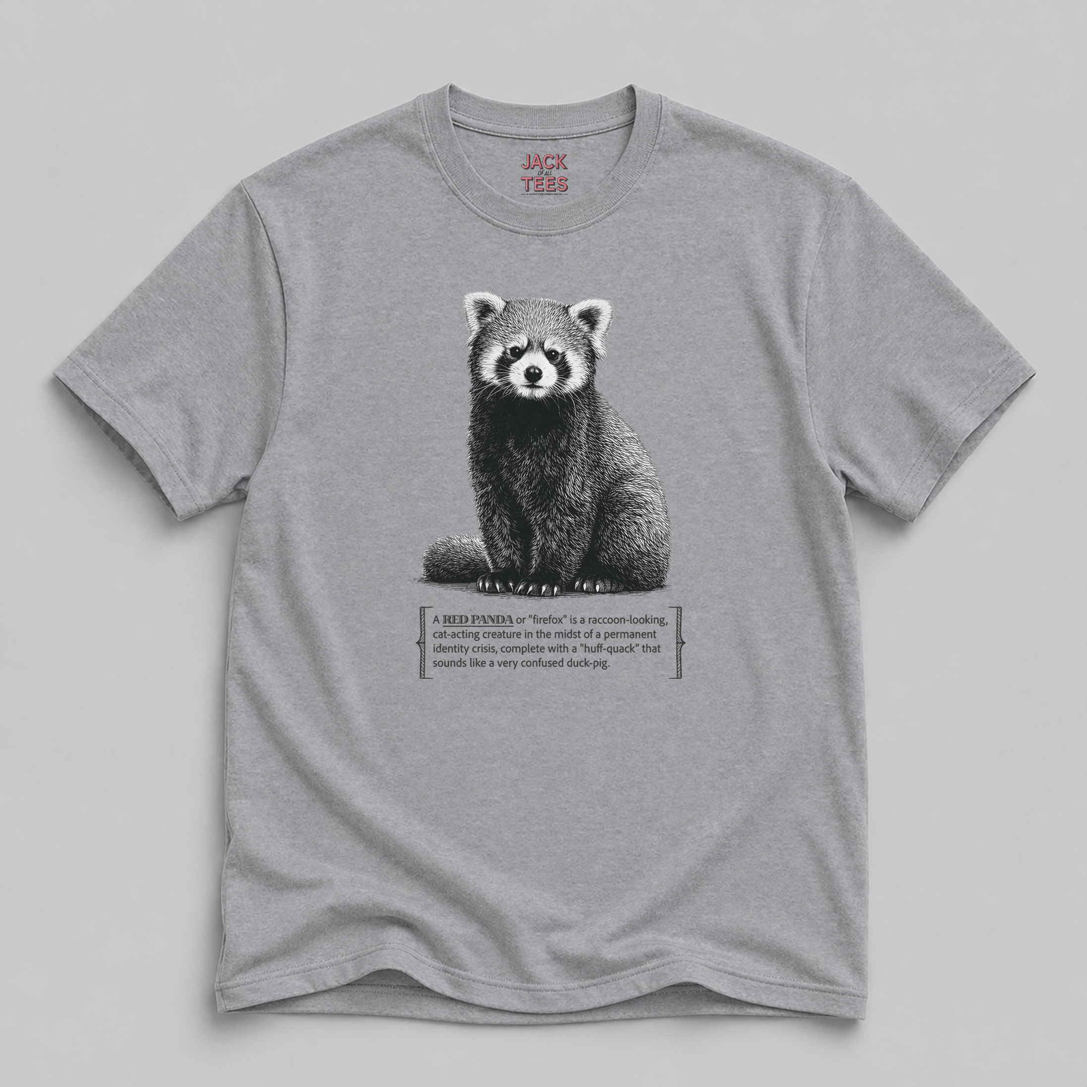 Red Panda (Firefox) T-Shirt — Cute Confused 'Huff-Quack' Graphic Tee