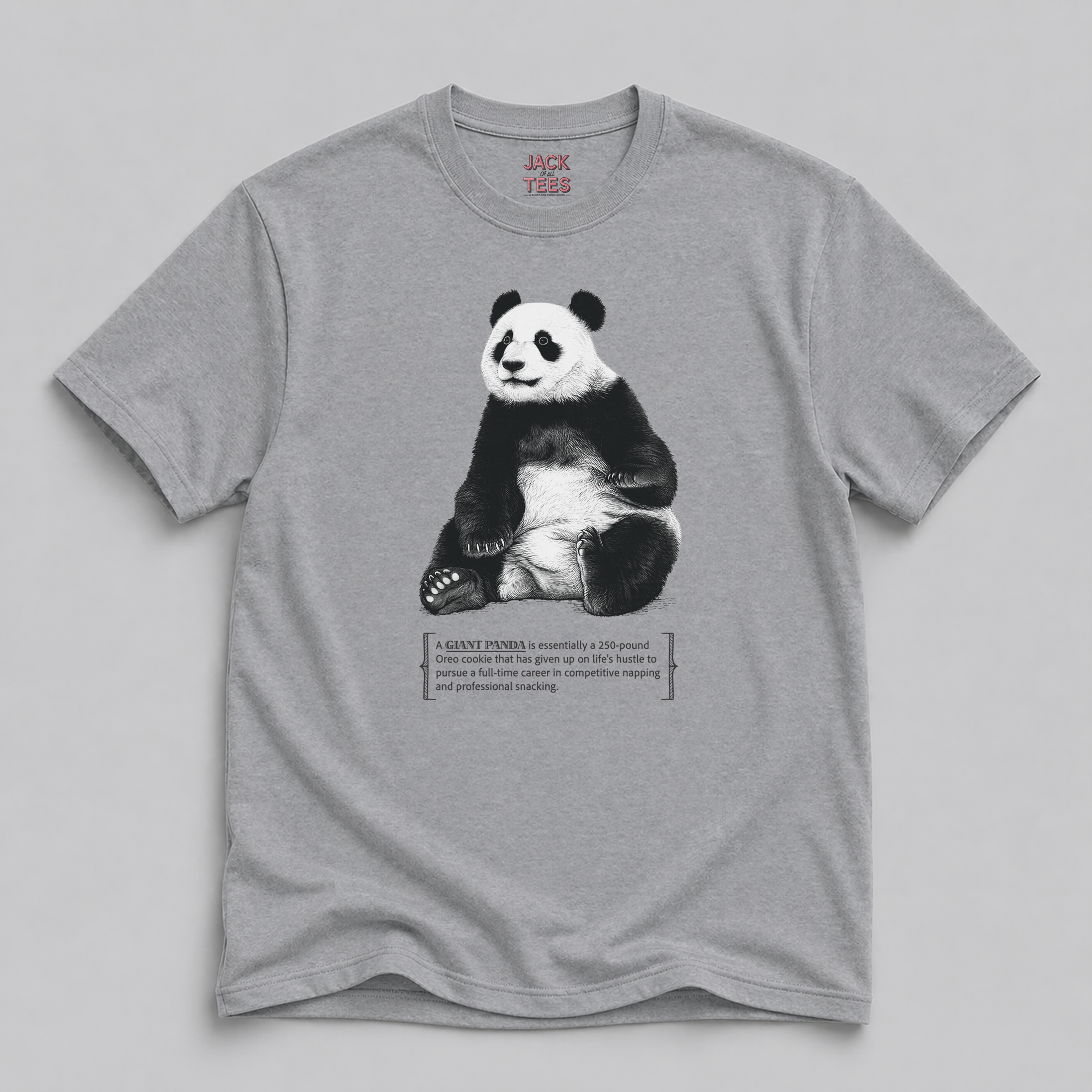 Panda Napping Tee — Funny Giant Panda Snack & Nap Graphic T-Shirt