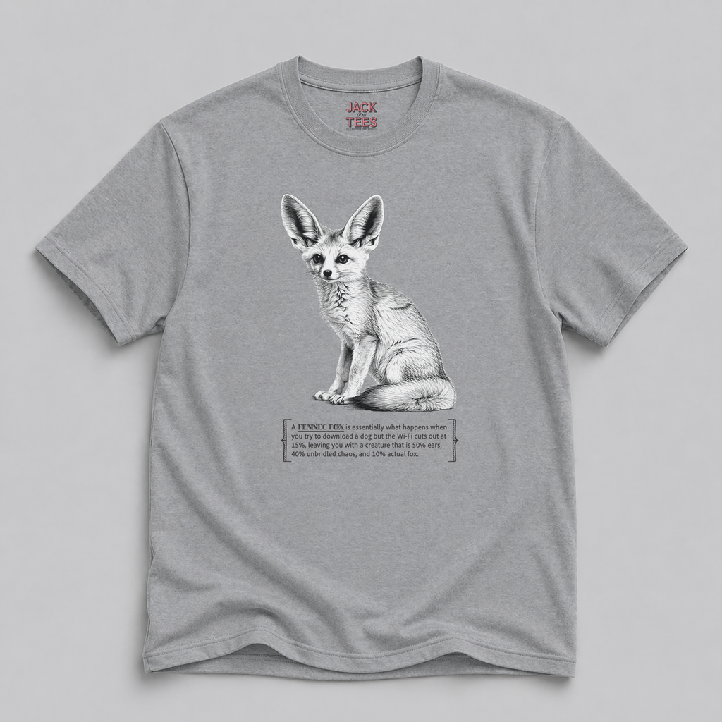Fennec Fox Funny Quote T-Shirt — “50% Ears, 40% Chaos & 10% Fox” Graphic Tee