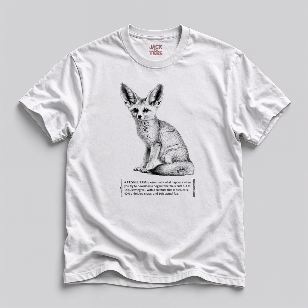 Fennec Fox Funny Quote T-Shirt — “50% Ears, 40% Chaos & 10% Fox” Graphic Tee