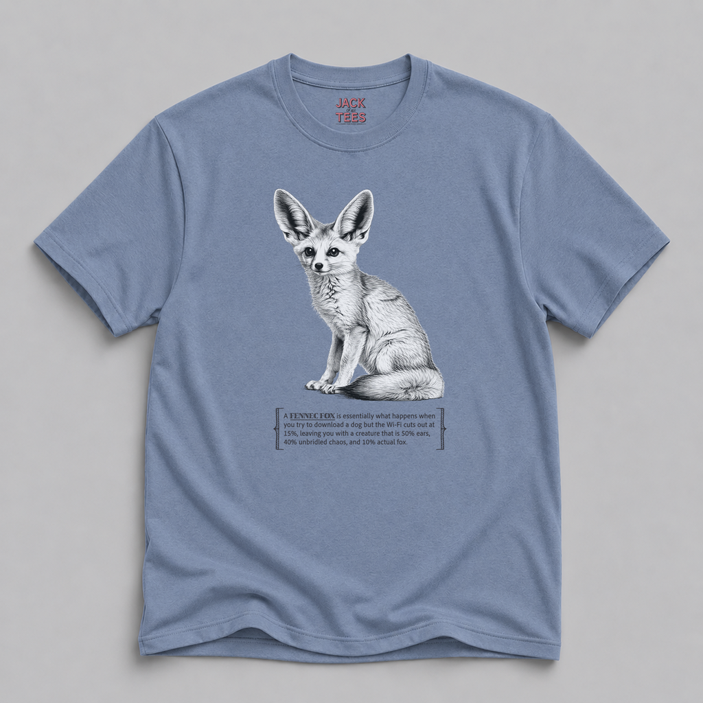 Fennec Fox Funny Quote T-Shirt — “50% Ears, 40% Chaos & 10% Fox” Graphic Tee