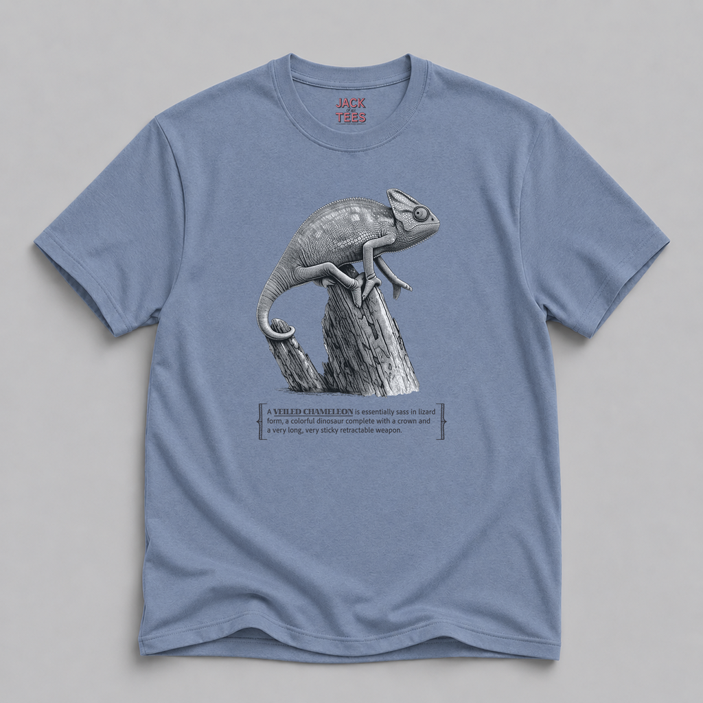 Veiled Chameleon Graphic Tee — Colorful Crowned Lizard Design