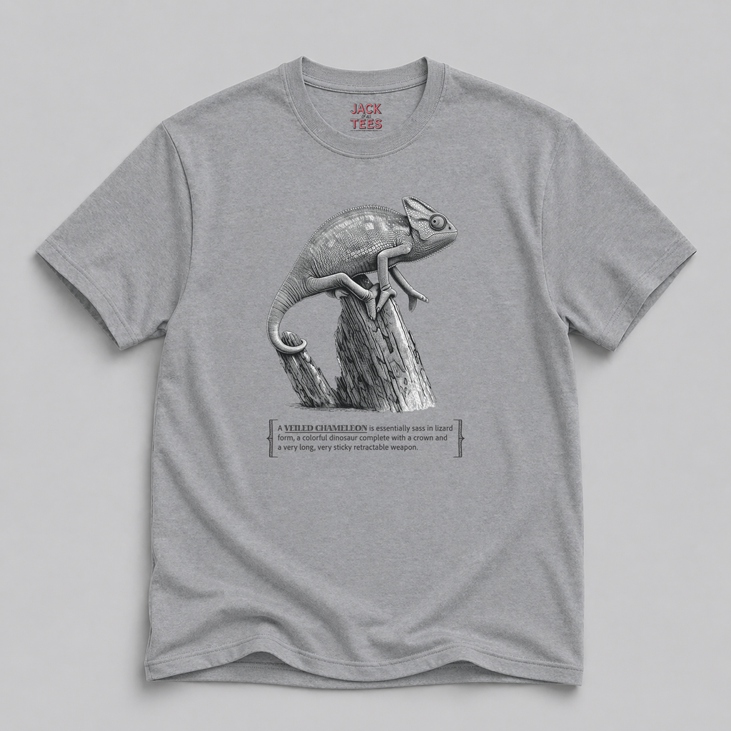 Veiled Chameleon Graphic Tee — Colorful Crowned Lizard Design