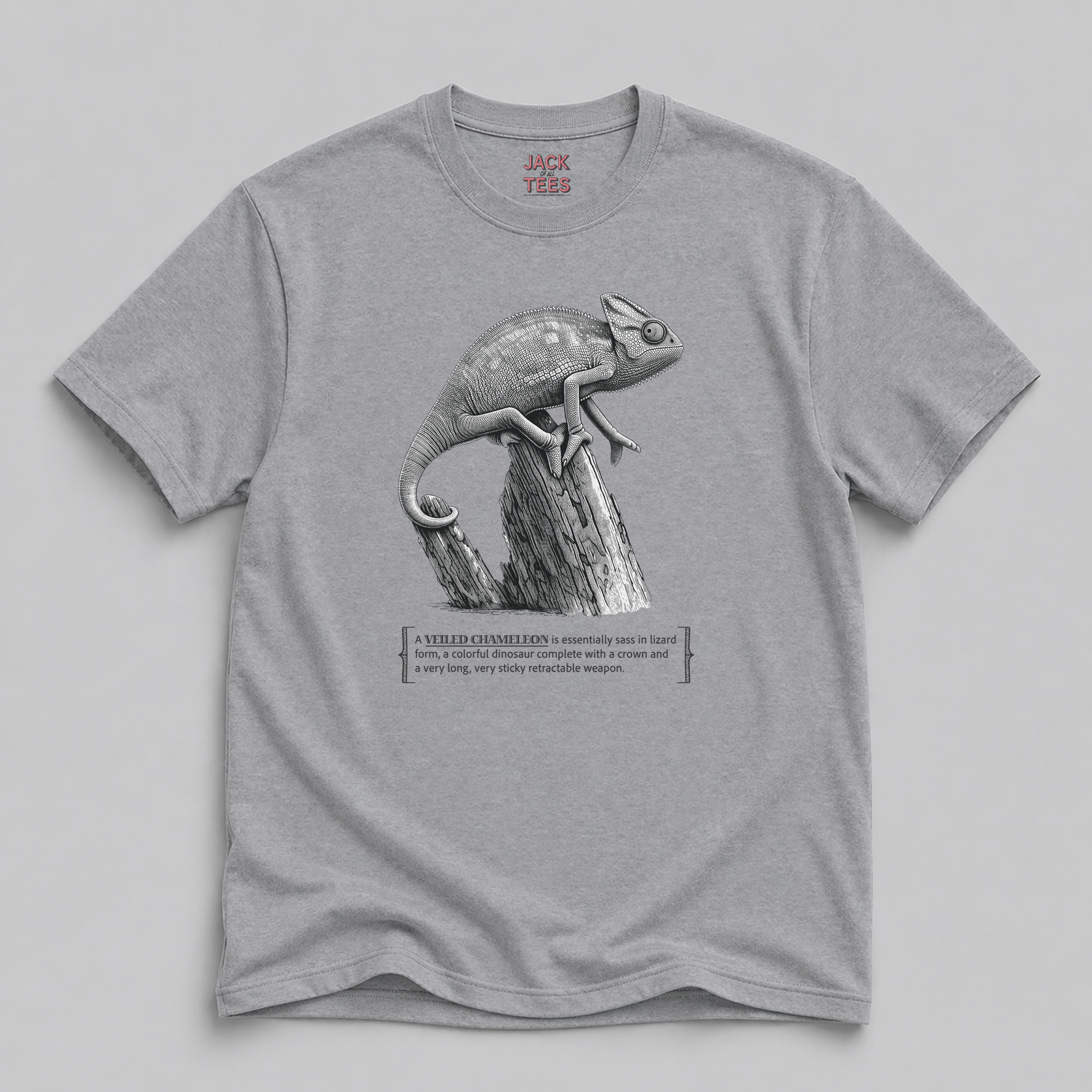 Veiled Chameleon Graphic Tee — Colorful Crowned Lizard Design