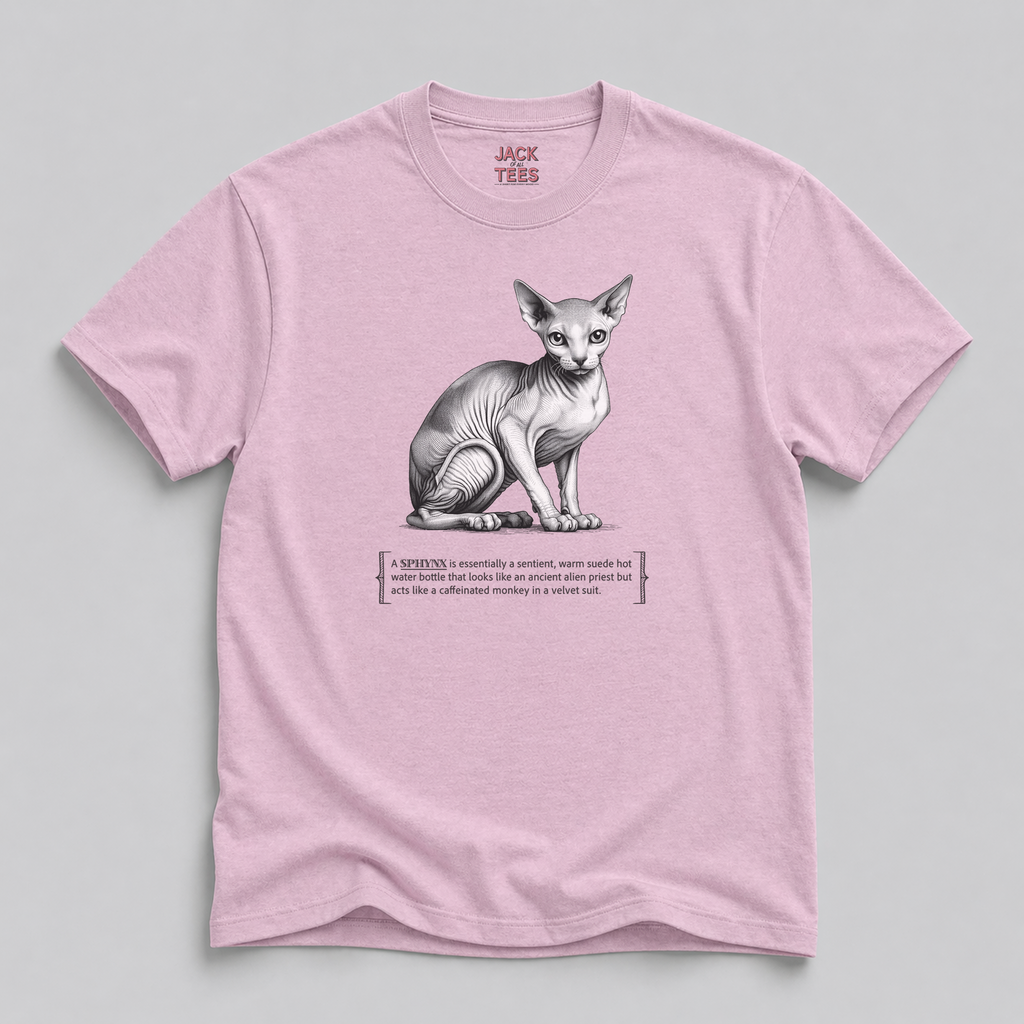 Sphynx Cat Tee — Quirky Ancient Alien Priest Design