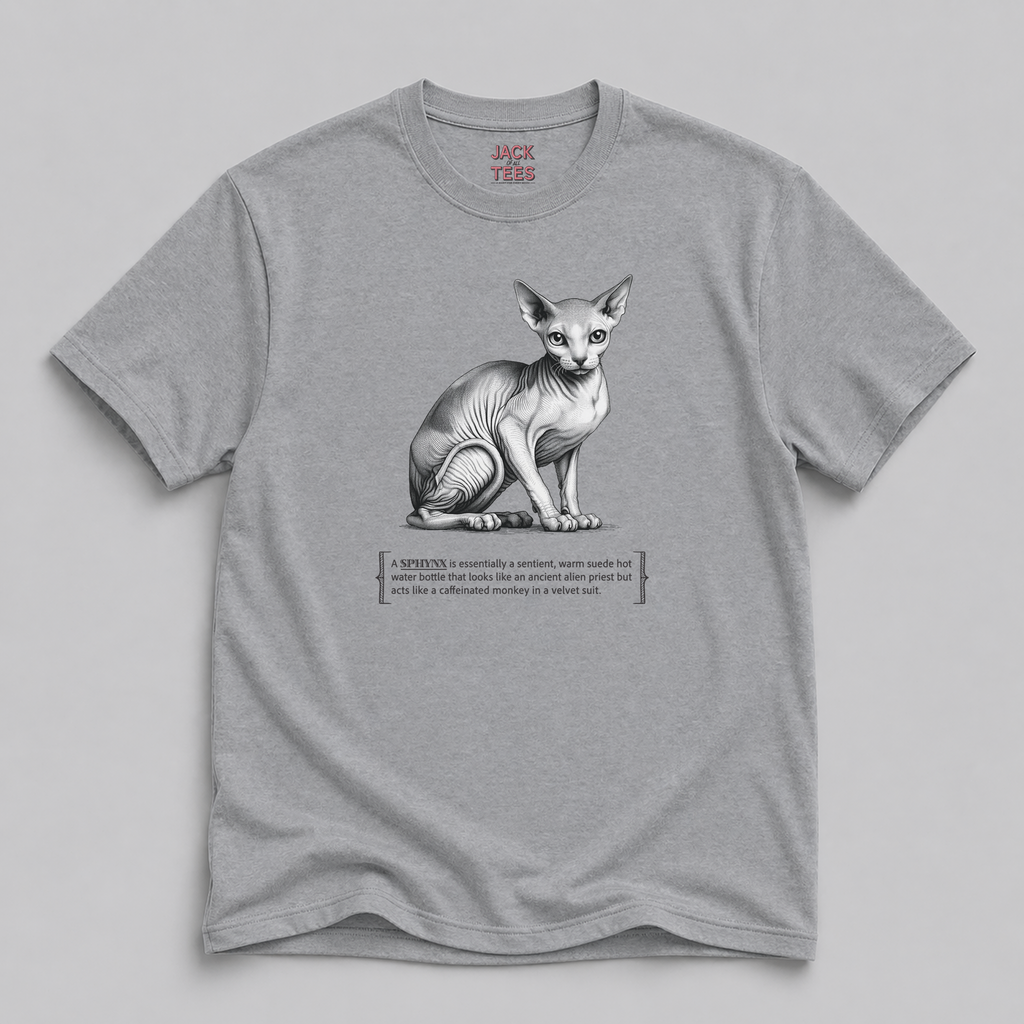 Sphynx Cat Tee — Quirky Ancient Alien Priest Design