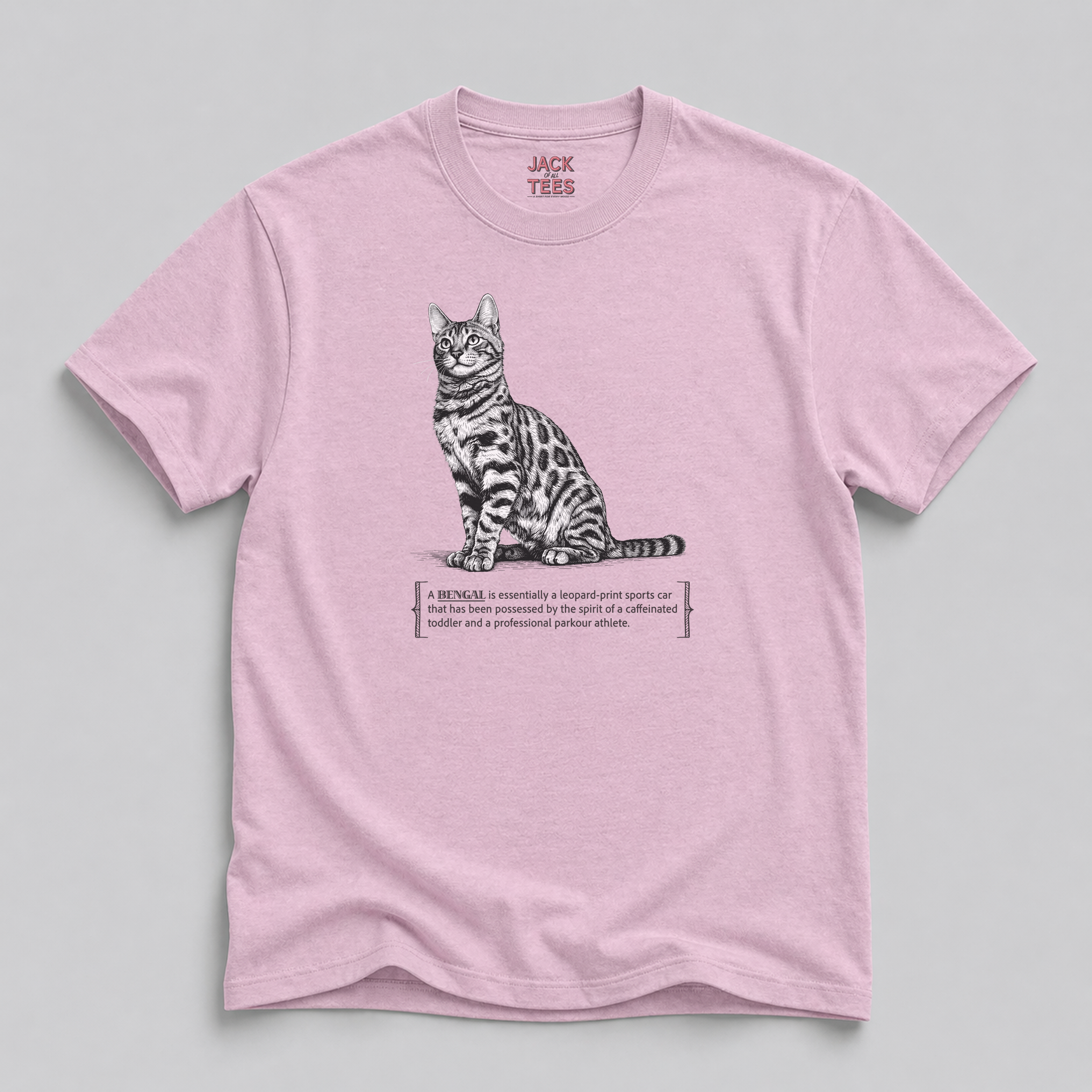 Bengal Cat Print Tee — Wild Parkour & Caffeinated Energy Graphic Shirt