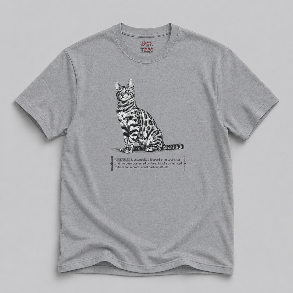 Bengal Cat Print Tee — Wild Parkour & Caffeinated Energy Graphic Shirt