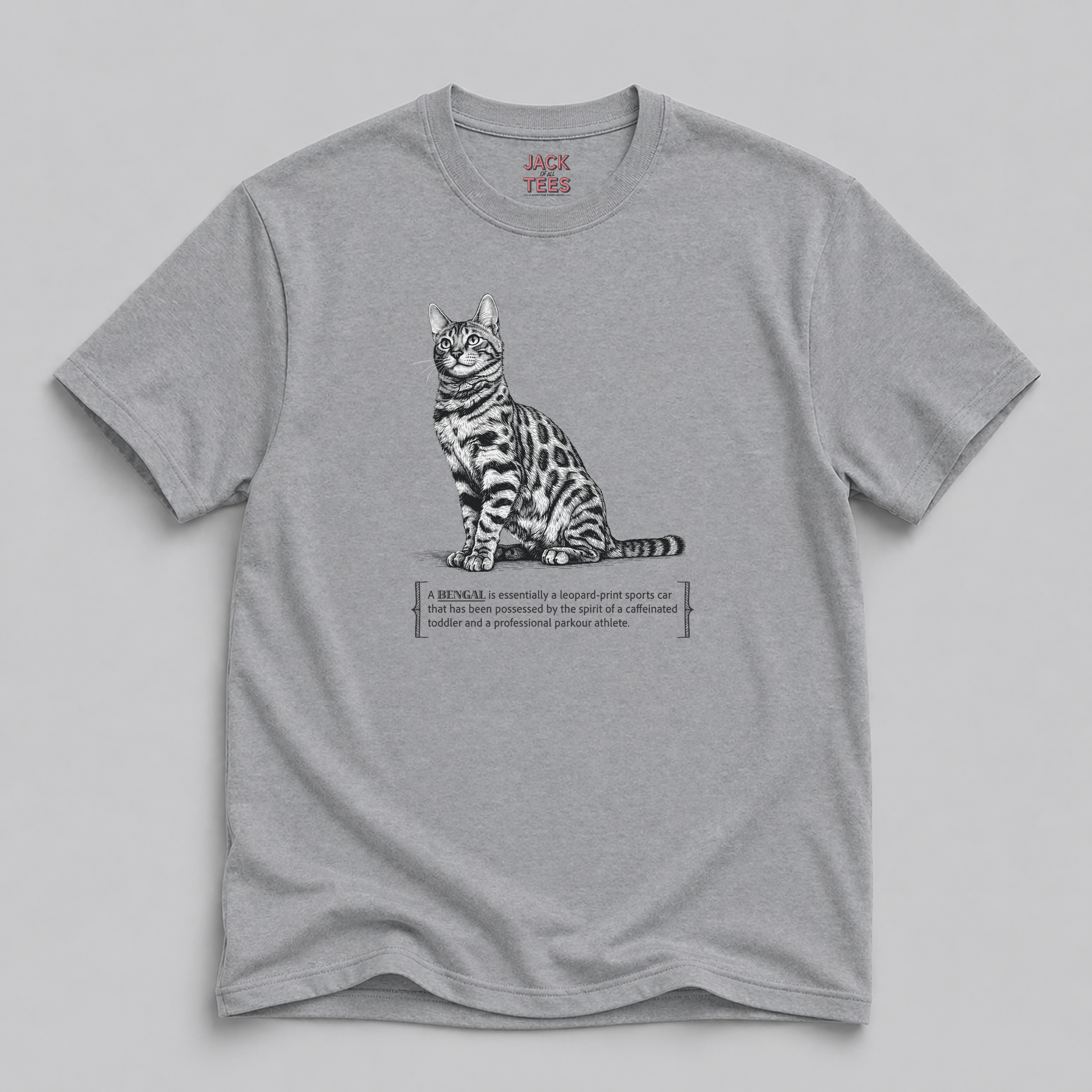 Bengal Cat Print Tee — Wild Parkour & Caffeinated Energy Graphic Shirt