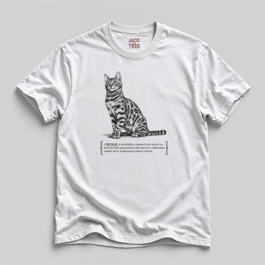 Bengal Cat Print Tee — Wild Parkour & Caffeinated Energy Graphic Shirt