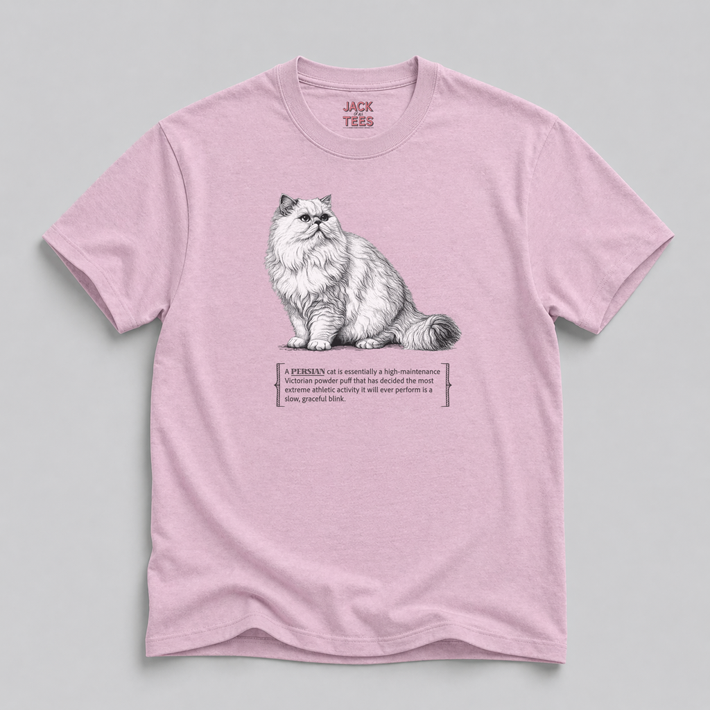 Persian Cat Quote T-Shirt — 'High-Maintenance Victorian Powder Puff'