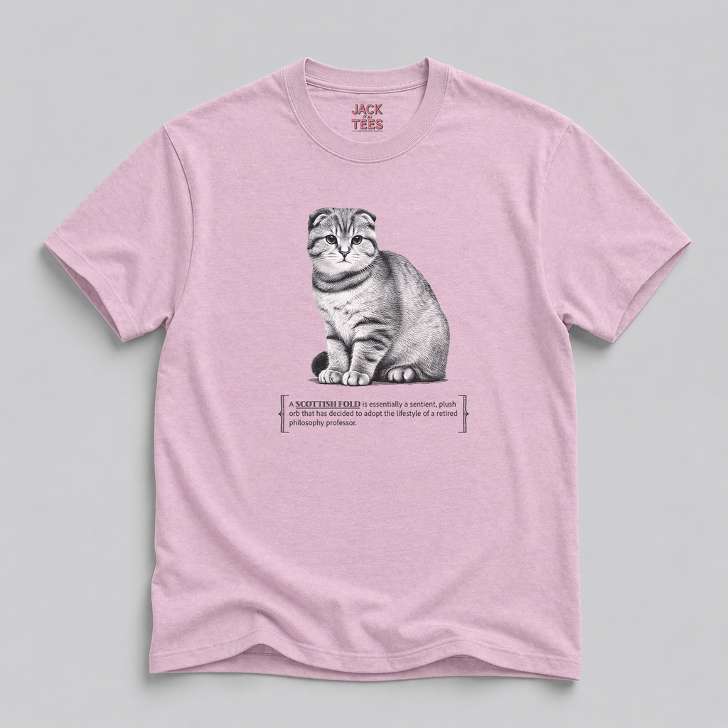 Scottish Fold Philosophy Cat T-Shirt — 'Retired Philosophy Professor' Tee