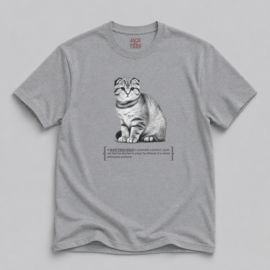 Scottish Fold Philosophy Cat T-Shirt — 'Retired Philosophy Professor' Tee