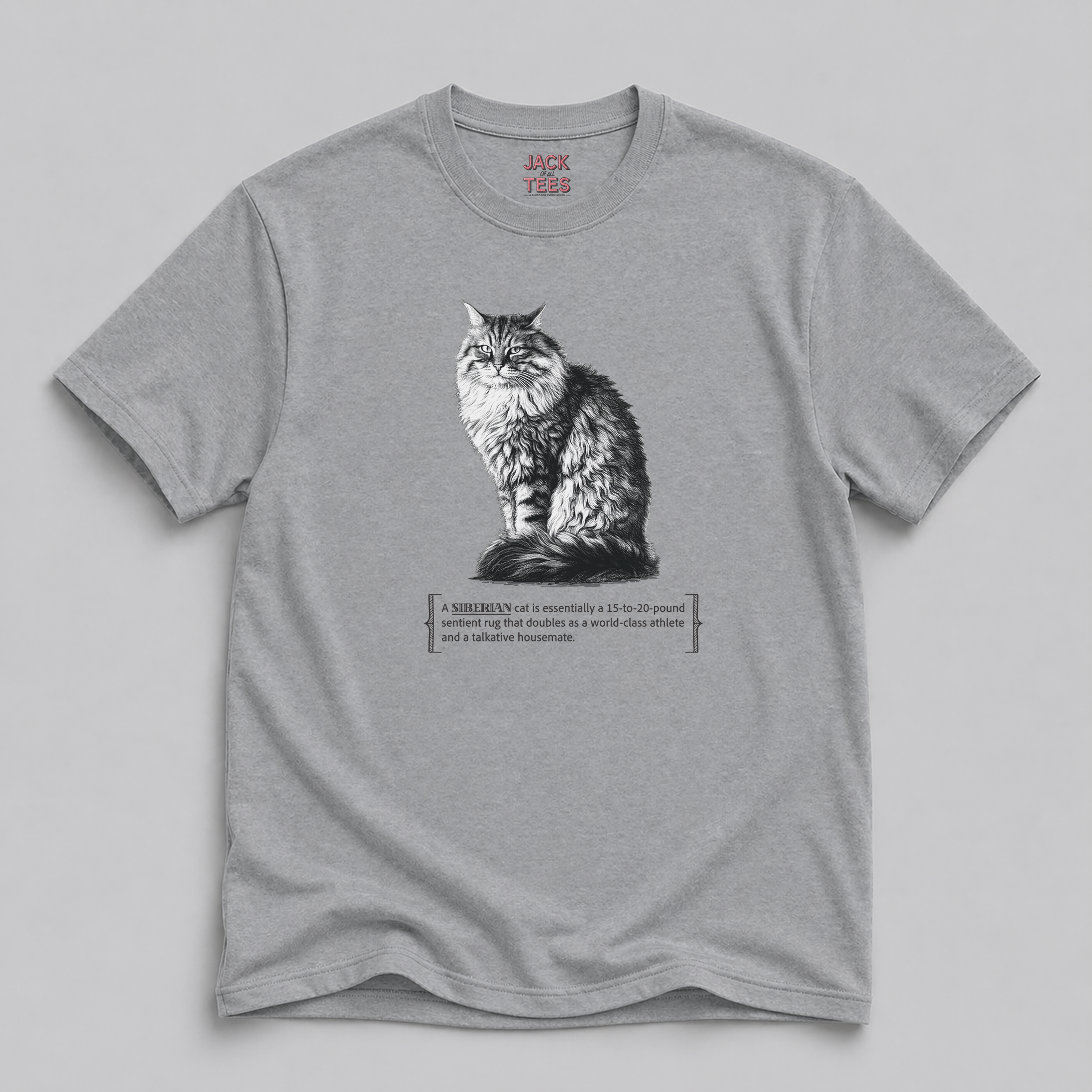 Siberian Cat Lover T‑Shirt — "15–20‑Pound Sentient Rug" Tee