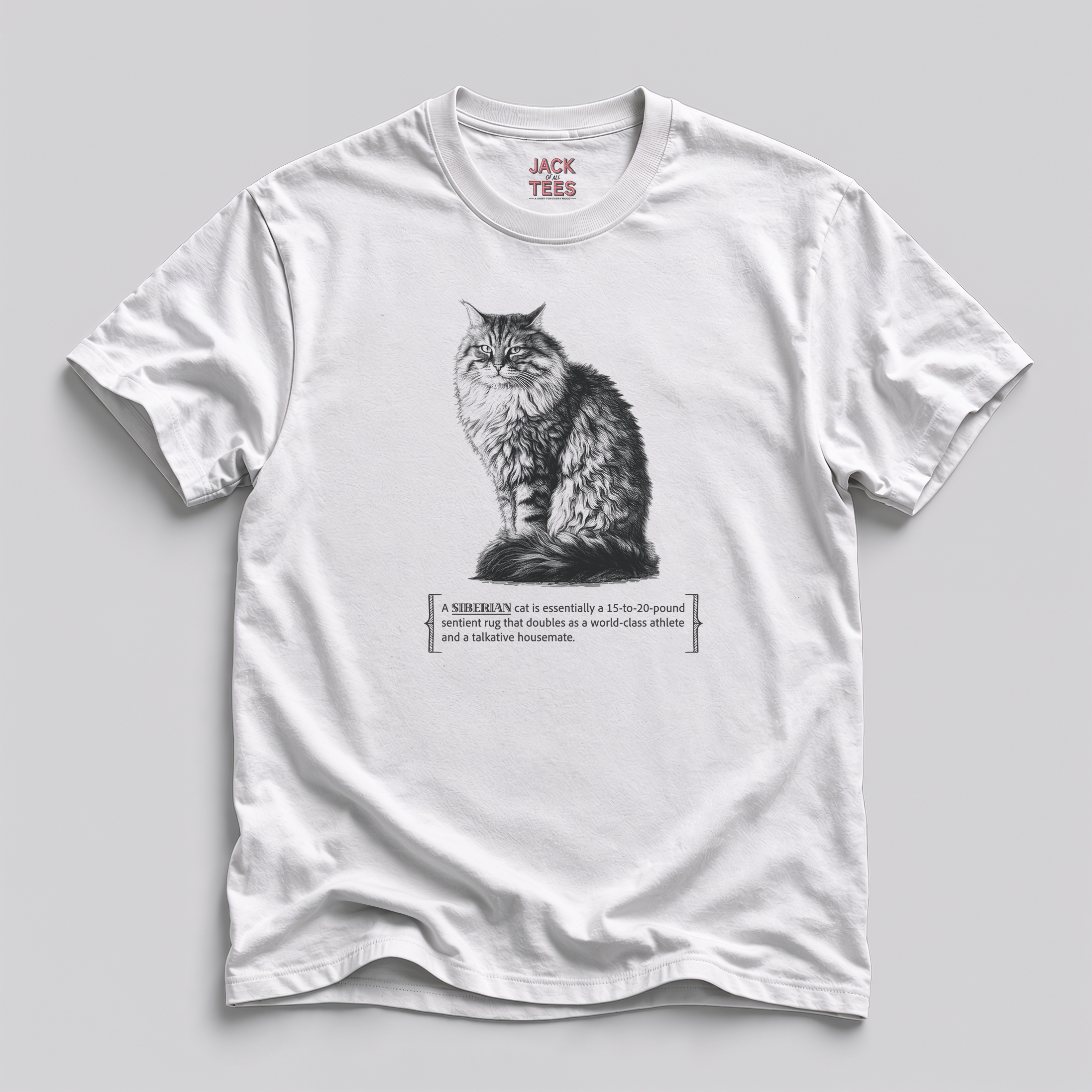 Siberian Cat Lover T‑Shirt — "15–20‑Pound Sentient Rug" Tee