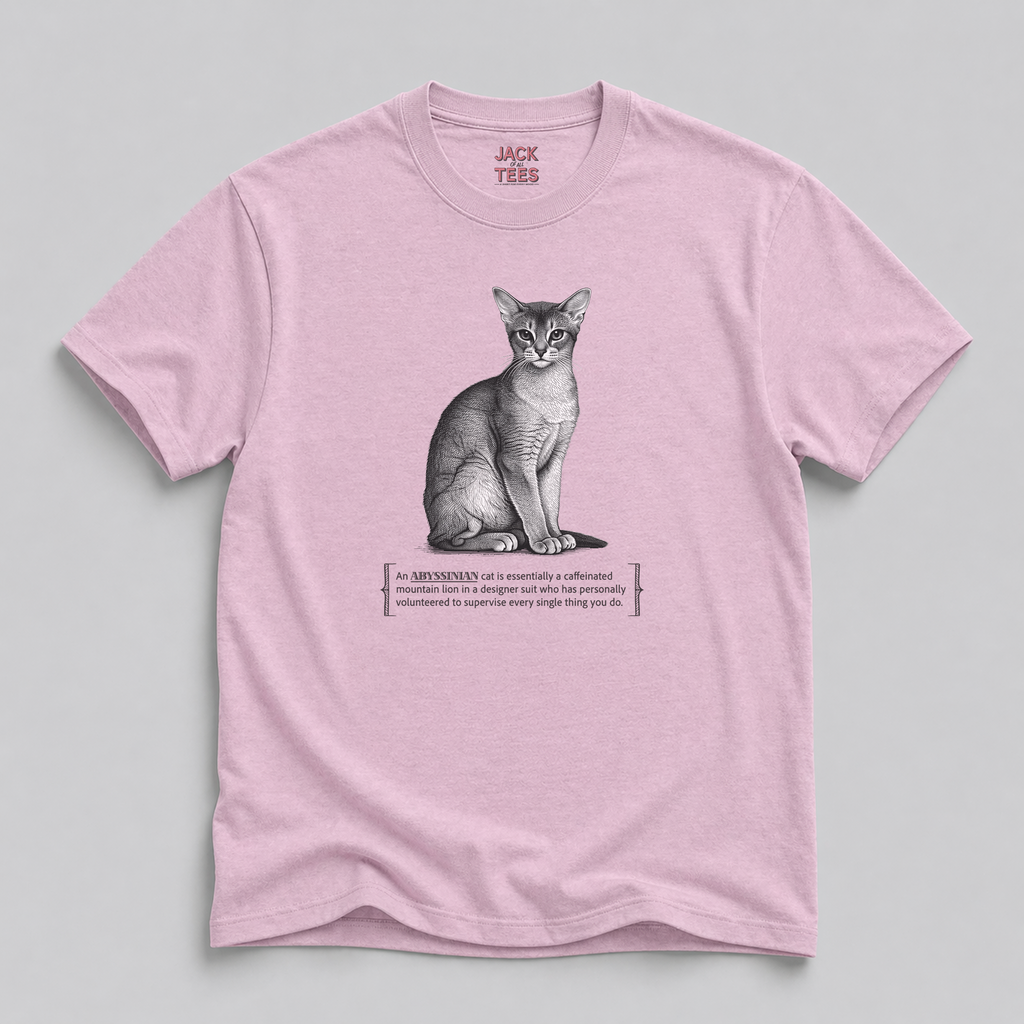 Abyssinian Cat Tee — "Caffeinated Mountain Lion" Graphic T-Shirt
