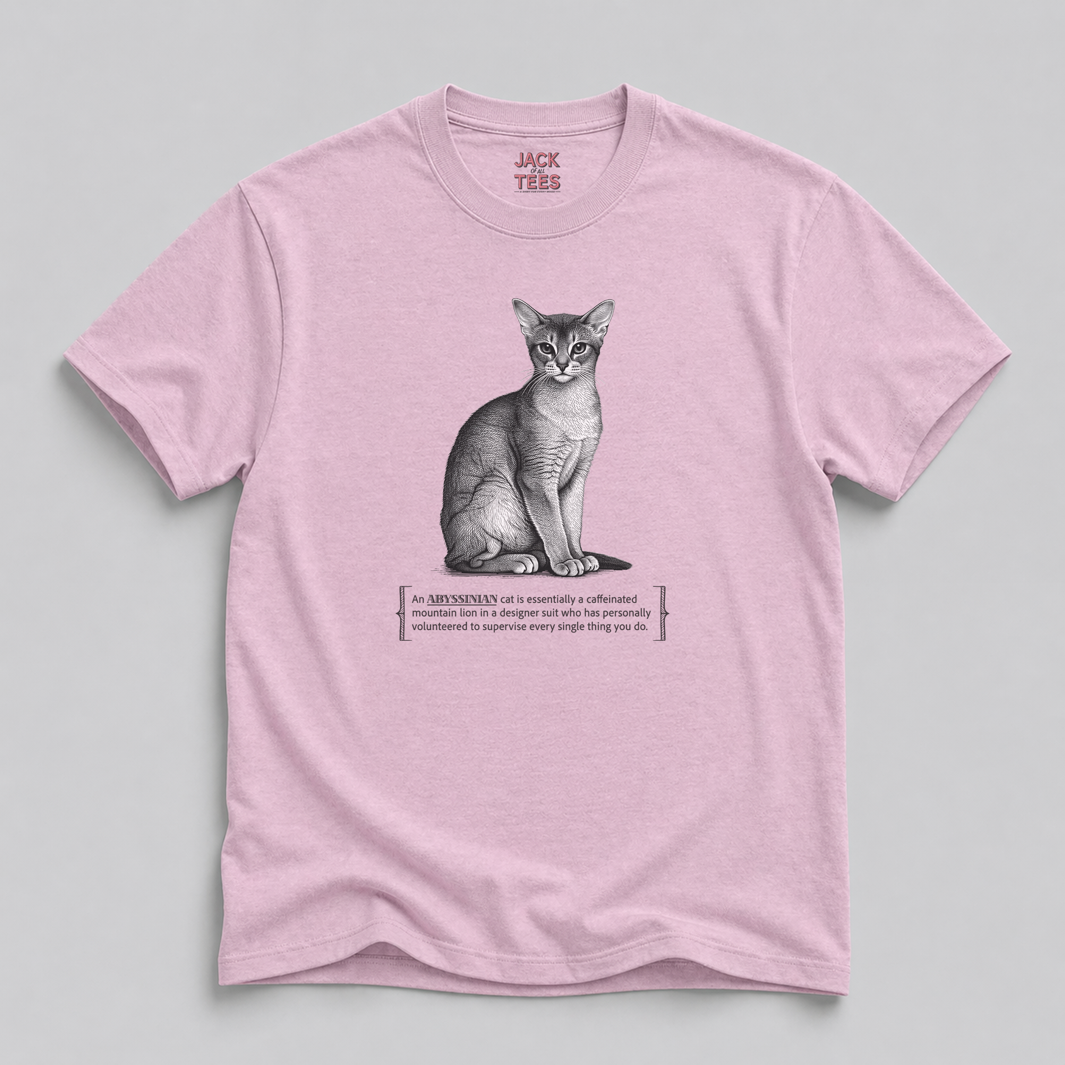 Abyssinian Cat Tee — "Caffeinated Mountain Lion" Graphic T-Shirt