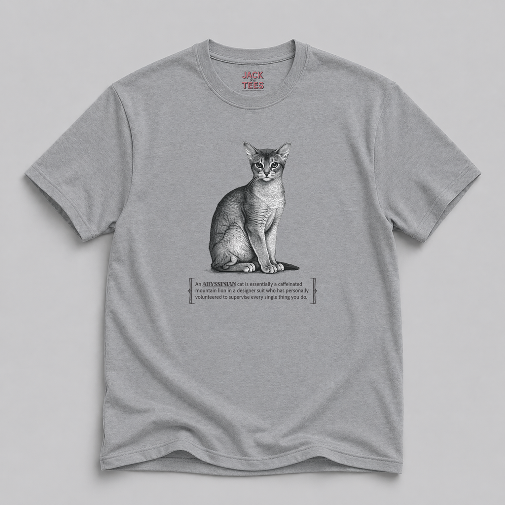 Abyssinian Cat Tee — "Caffeinated Mountain Lion" Graphic T-Shirt