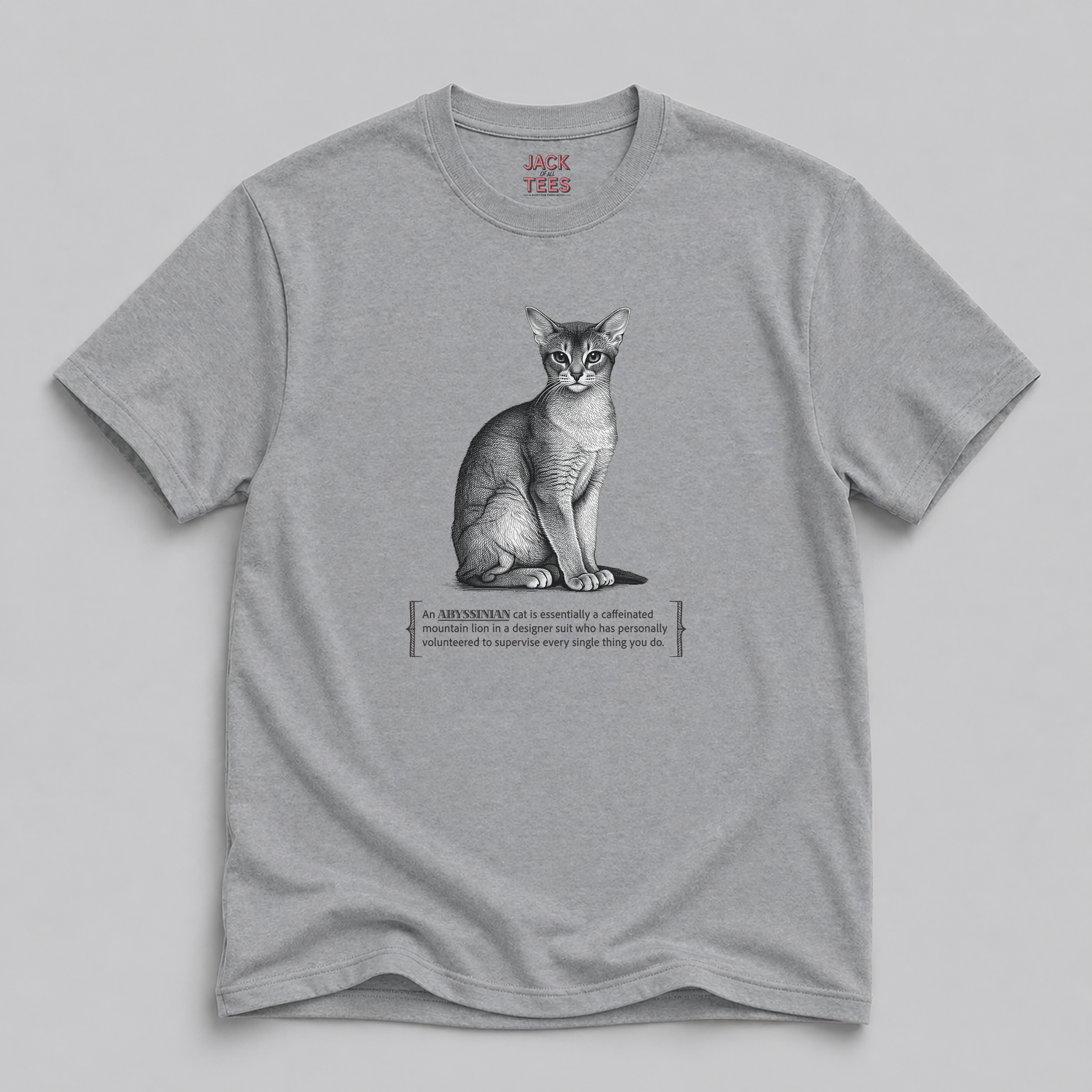 Abyssinian Cat Tee — "Caffeinated Mountain Lion" Graphic T-Shirt