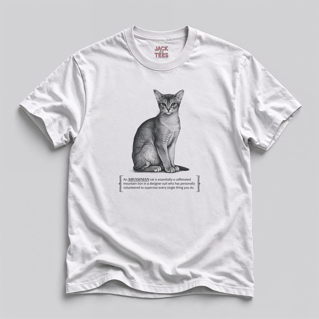 Abyssinian Cat Tee — "Caffeinated Mountain Lion" Graphic T-Shirt