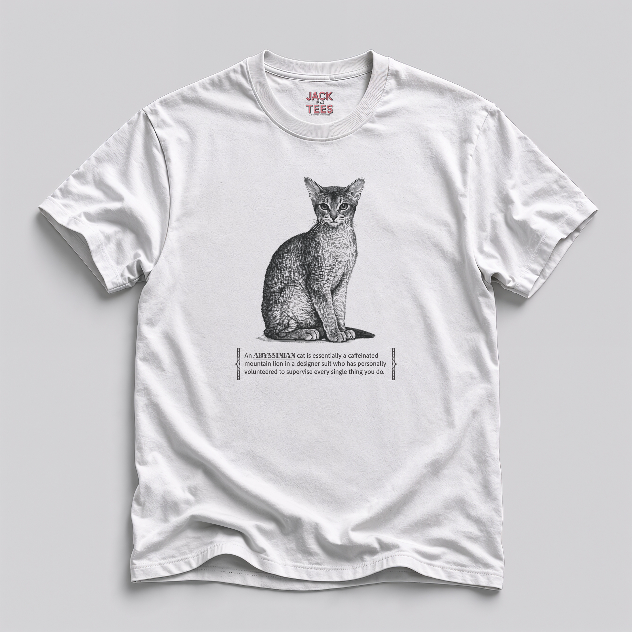Abyssinian Cat Tee — "Caffeinated Mountain Lion" Graphic T-Shirt