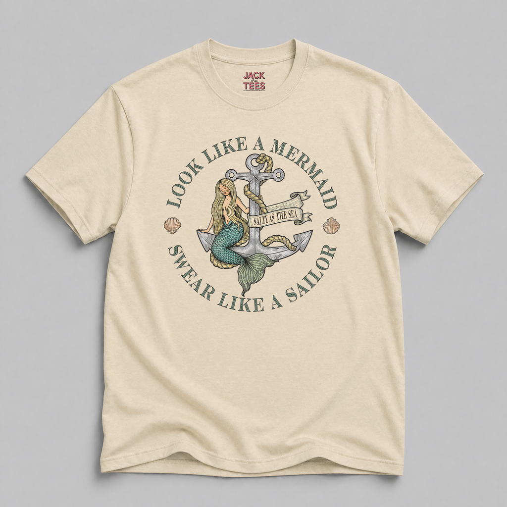 Look Like a Mermaid, Swear Like a Sailor T-Shirt — Fun Beachy Mermaid Tee