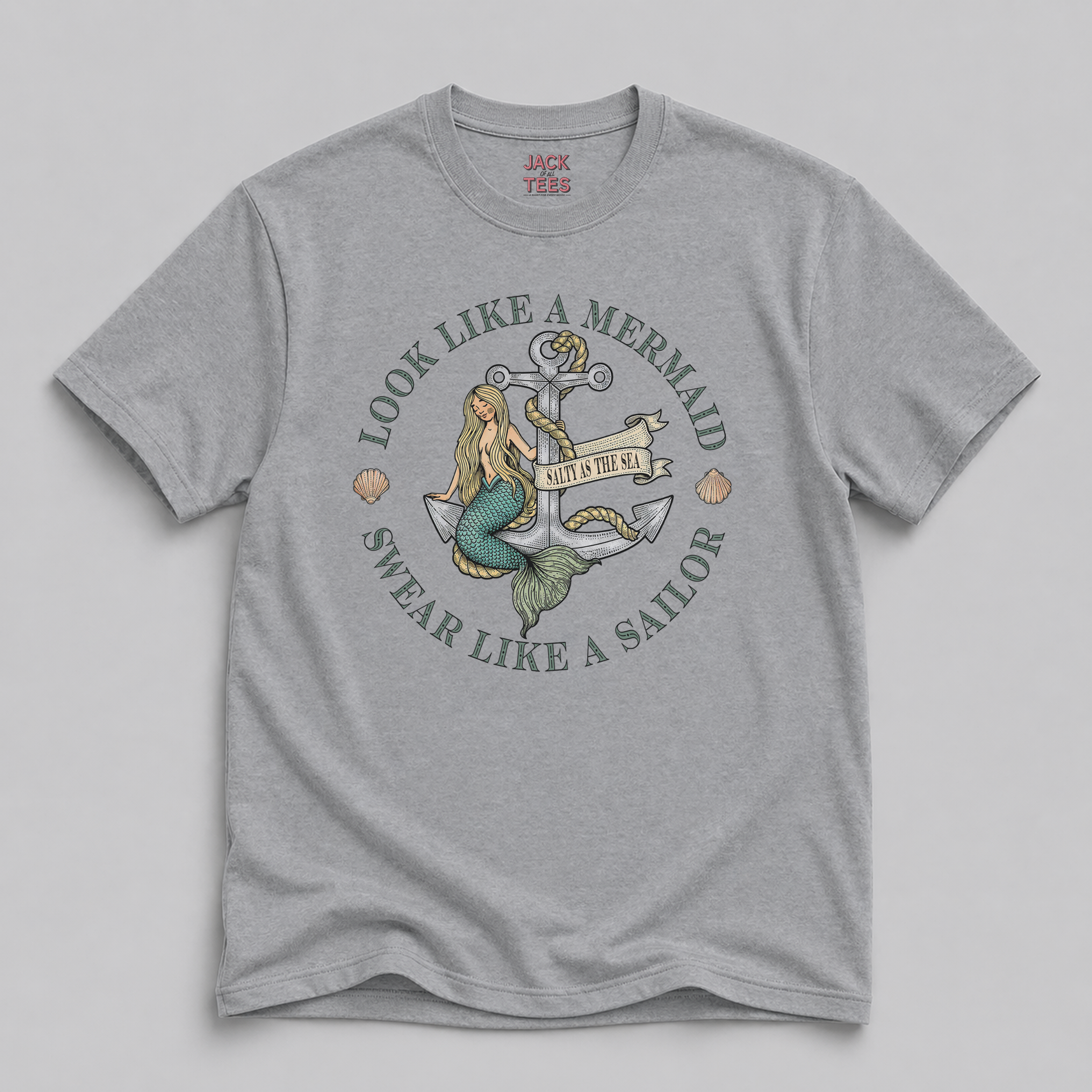 Look Like a Mermaid, Swear Like a Sailor T-Shirt — Fun Beachy Mermaid Tee