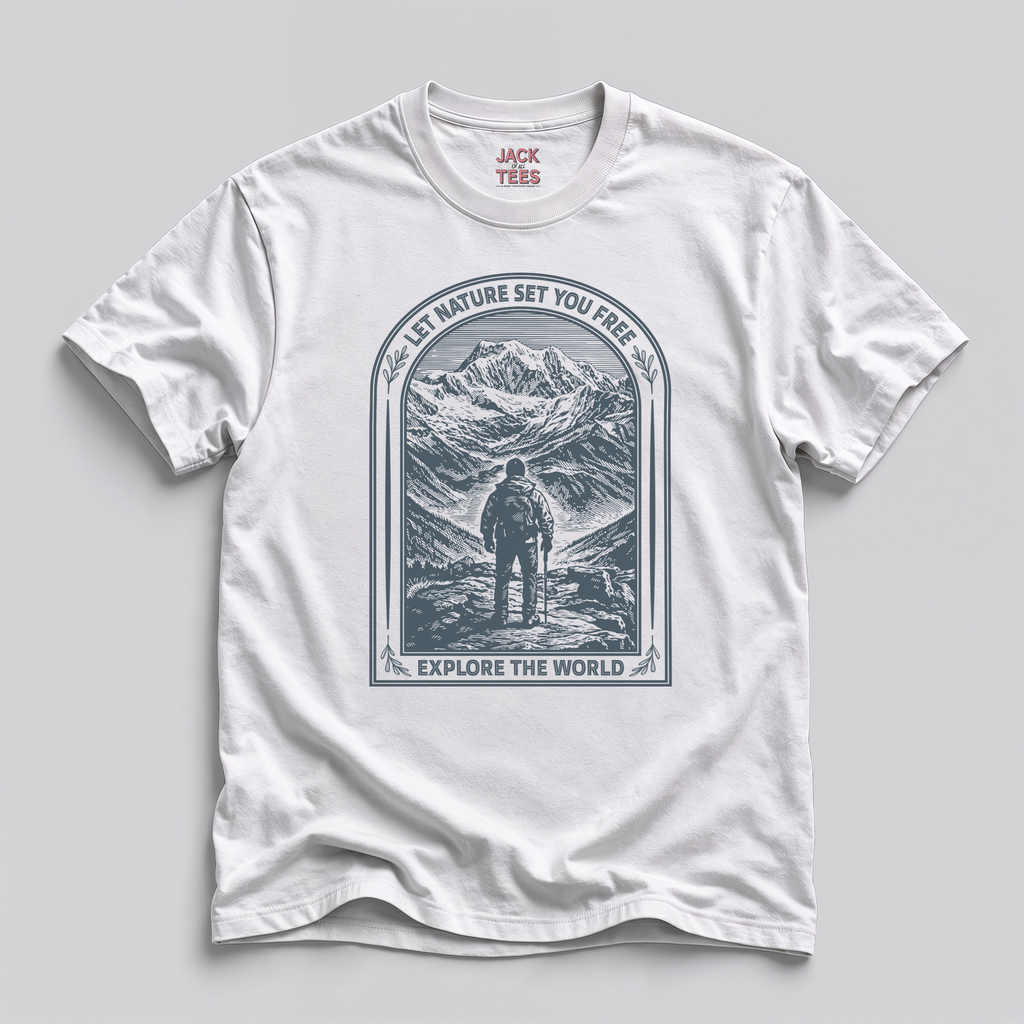 Let Nature Set You Free T-Shirt — Woodcut Style Nature Graphic Tee