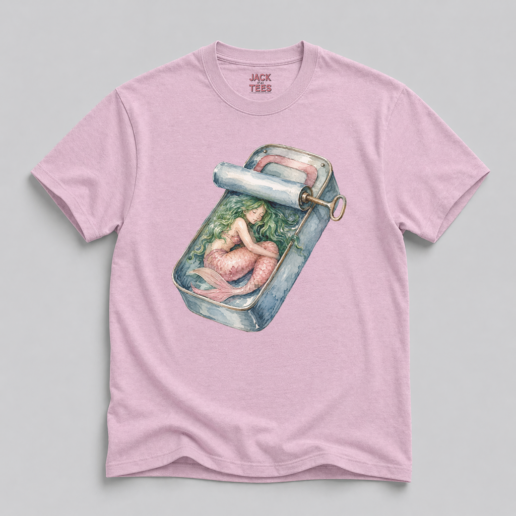 Mermaid Sleeping in a Sardine Tin Watercolor T-Shirt