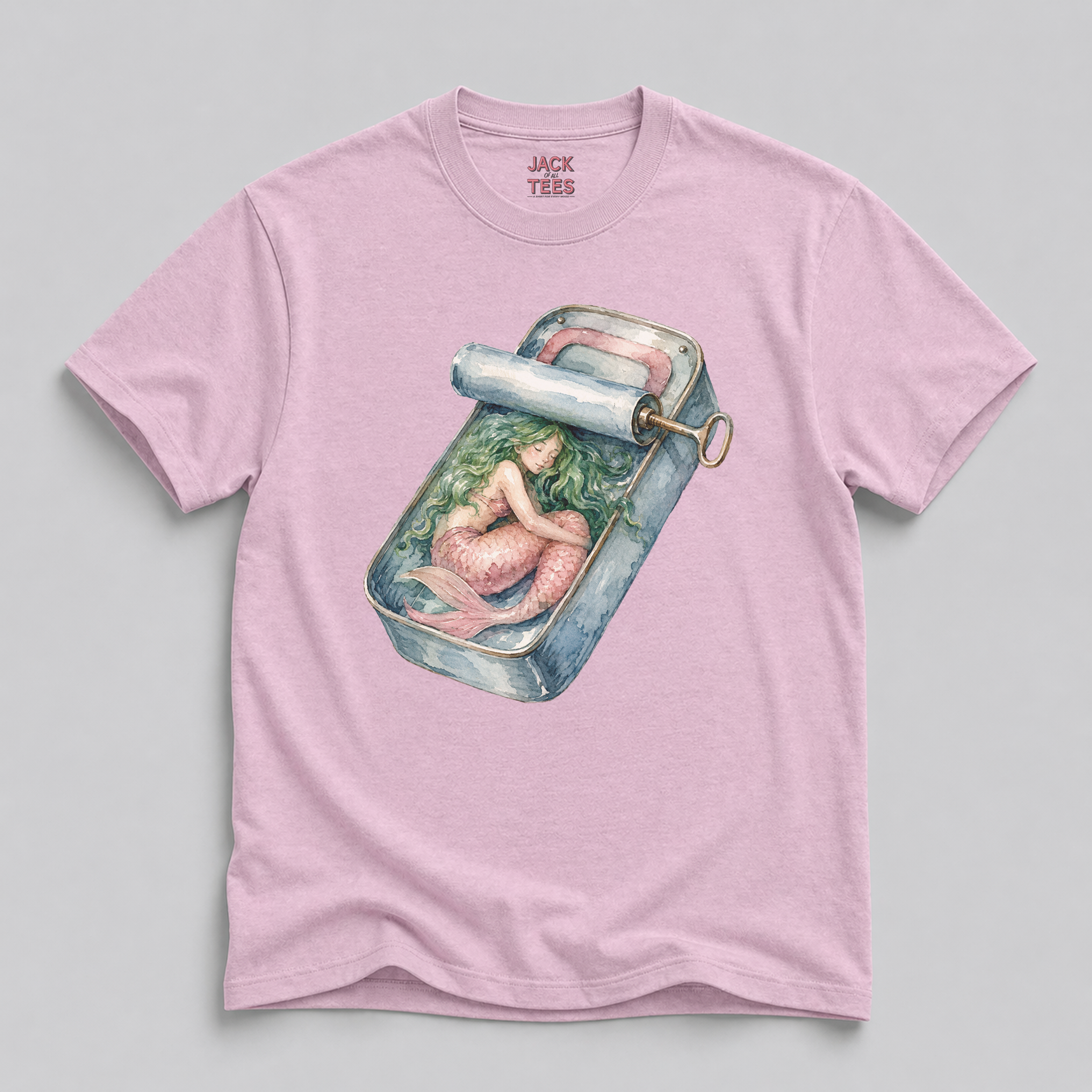 Mermaid Sleeping in a Sardine Tin Watercolor T-Shirt