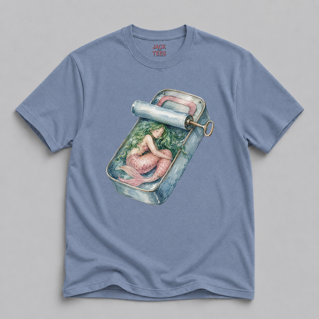 Mermaid Sleeping in a Sardine Tin Watercolor T-Shirt