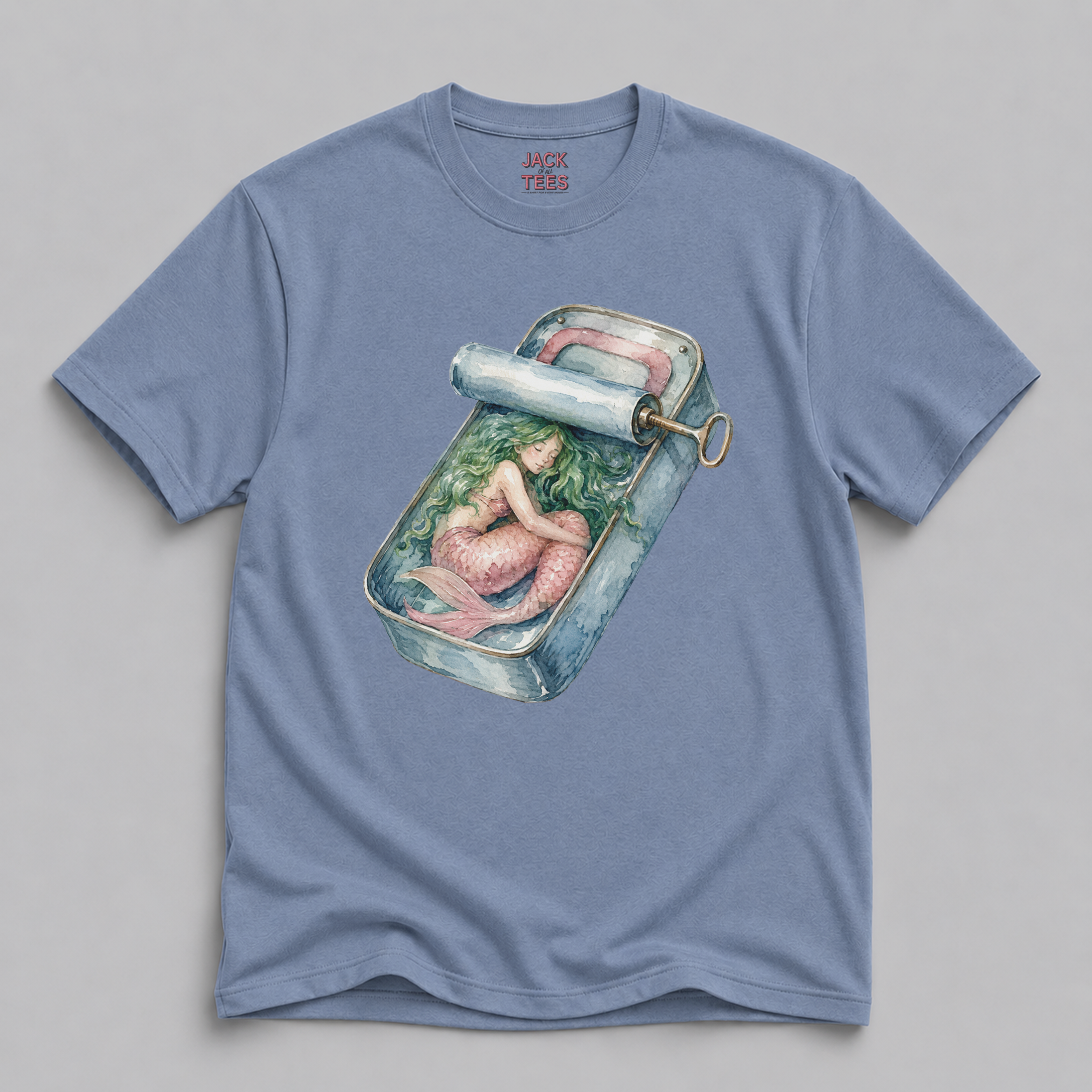 Mermaid Sleeping in a Sardine Tin Watercolor T-Shirt