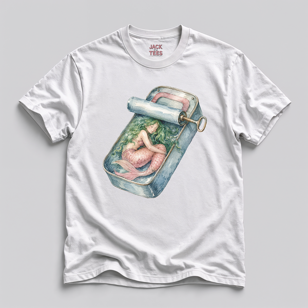 Mermaid Sleeping in a Sardine Tin Watercolor T-Shirt