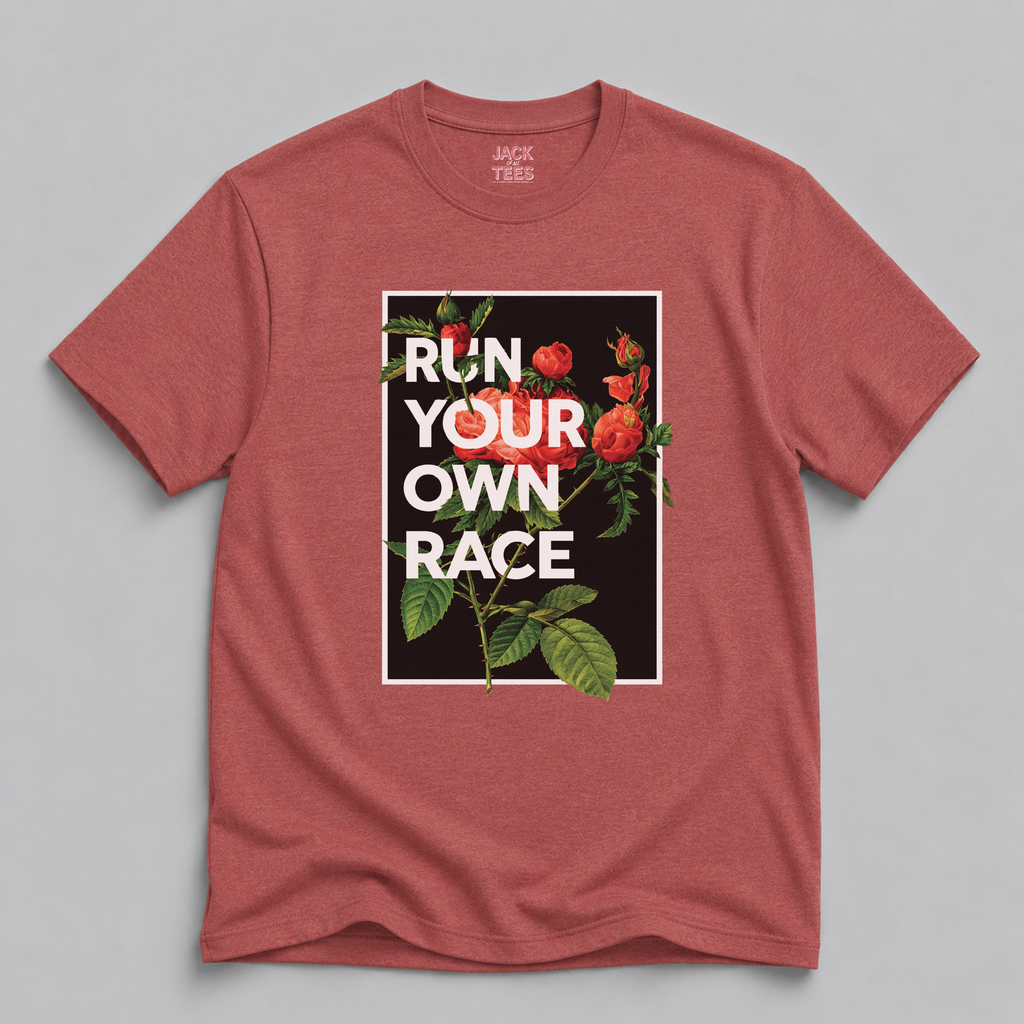 Run Your Own Race Floral T-Shirt — Inspirational Motivational Tee