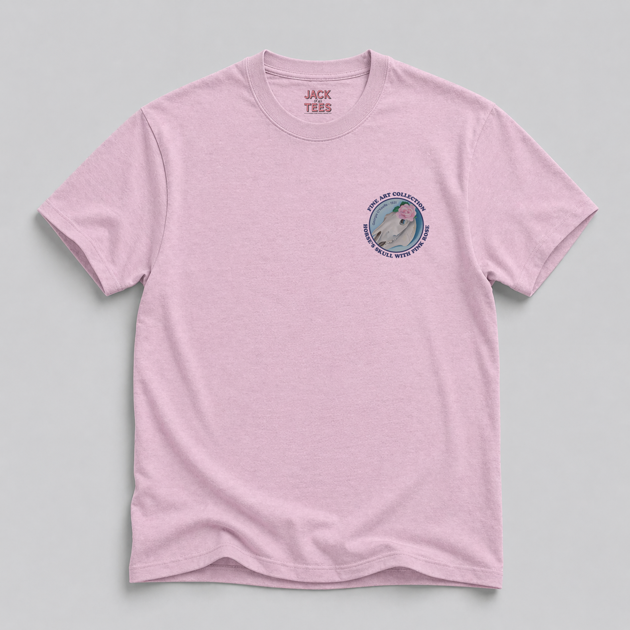 Horse Skull & Pink Rose T-Shirt — Georgia O’Keeffe 1931 Fine Art Tee