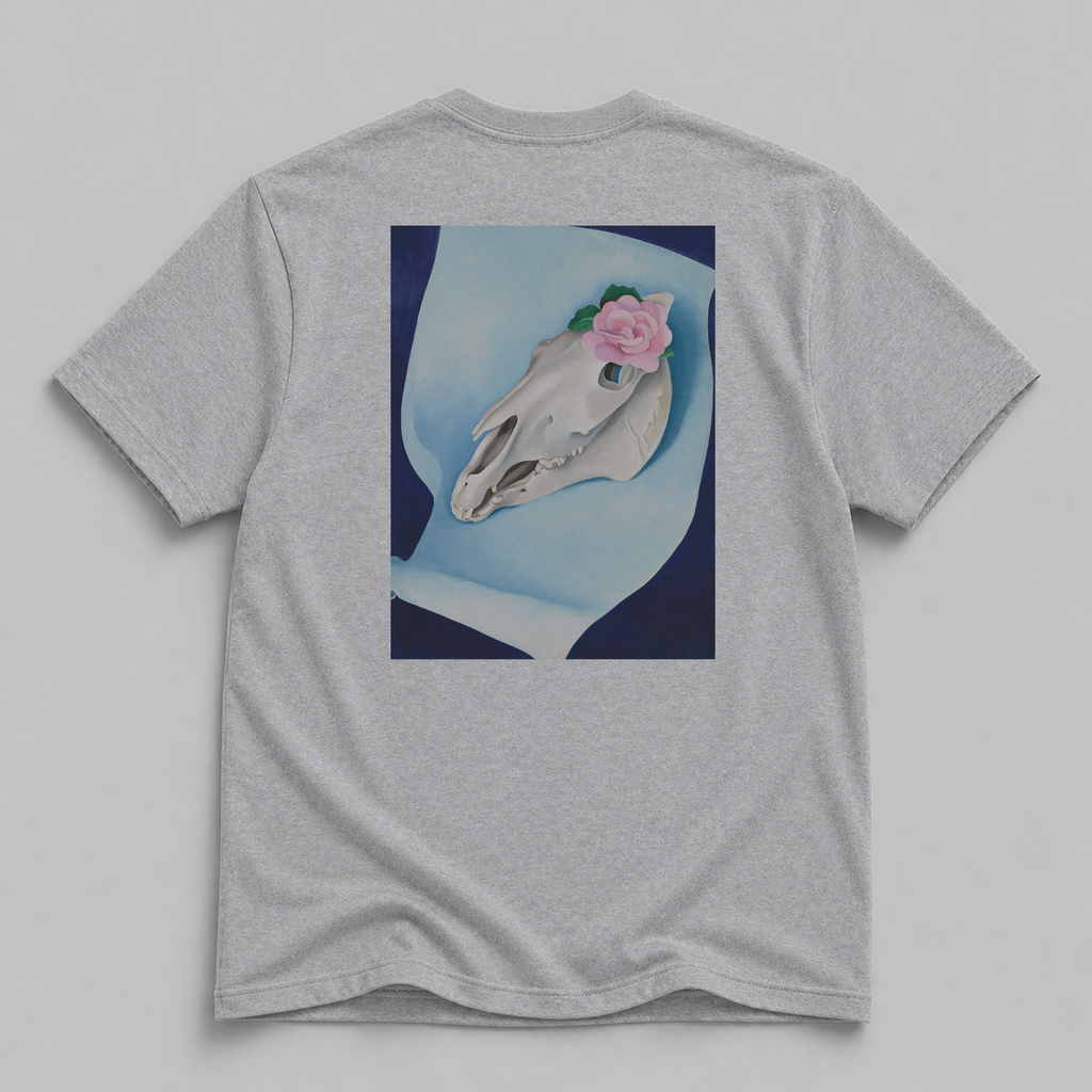 Horse Skull & Pink Rose T-Shirt — Georgia O’Keeffe 1931 Fine Art Tee
