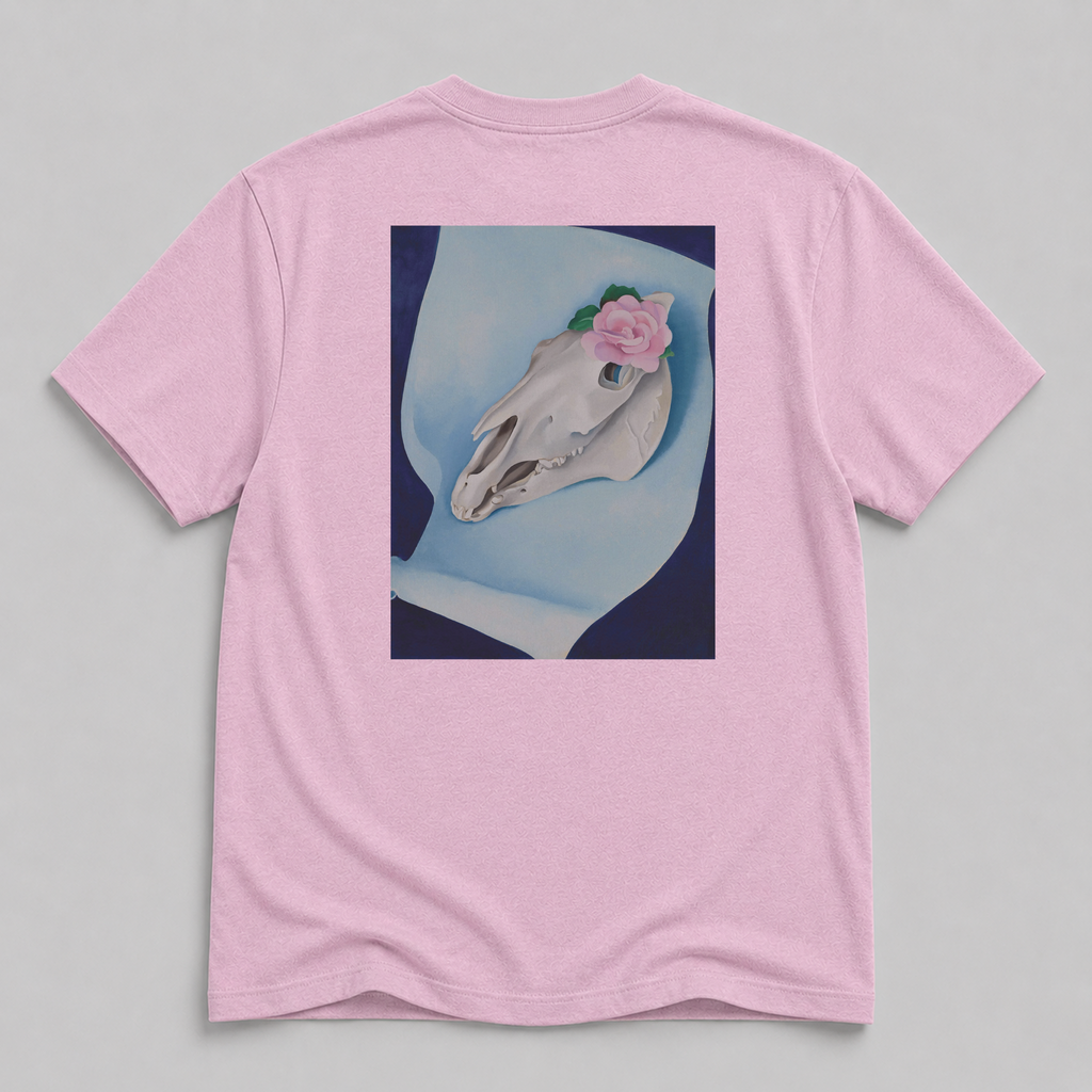 Horse Skull & Pink Rose T-Shirt — Georgia O’Keeffe 1931 Fine Art Tee