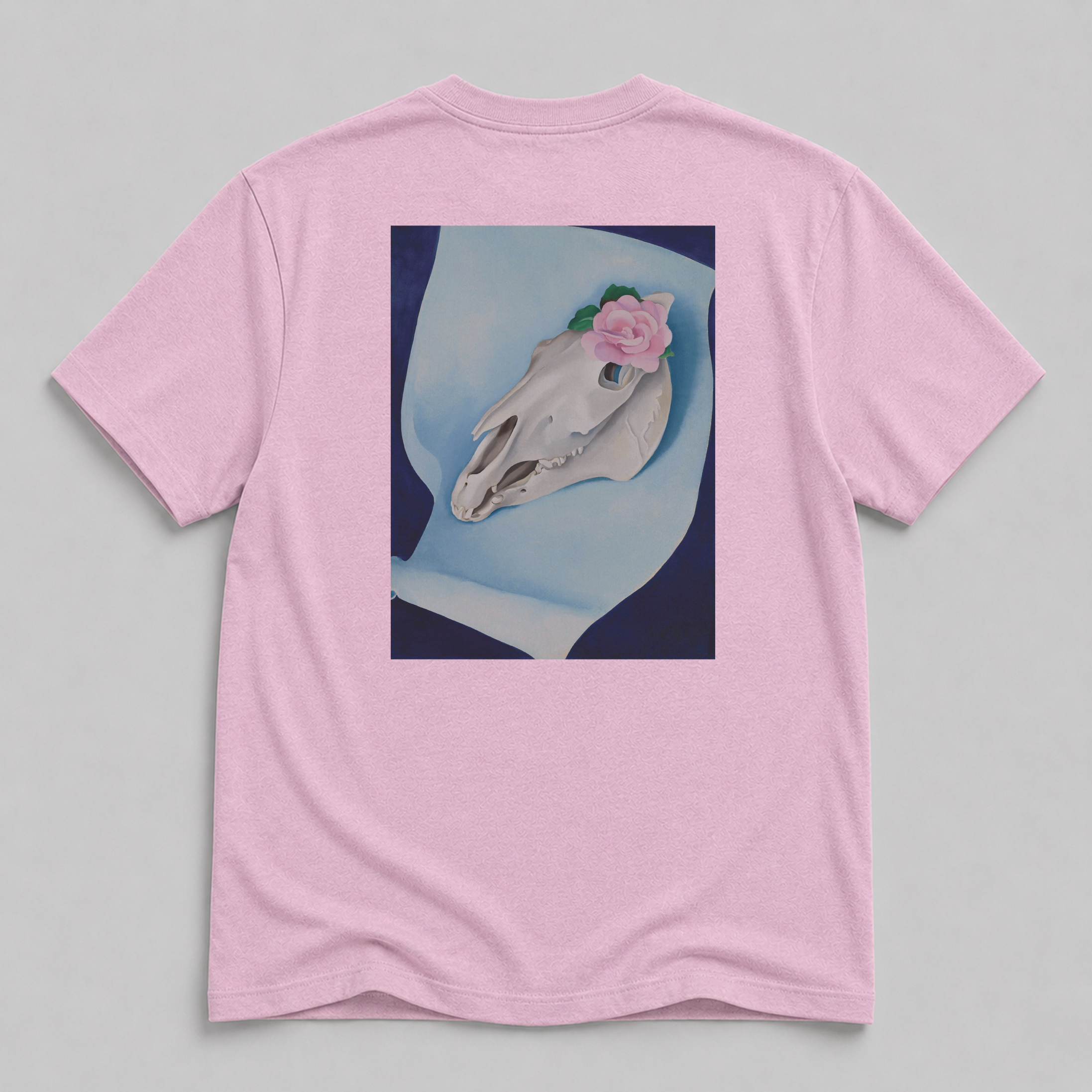 Horse Skull & Pink Rose T-Shirt — Georgia O’Keeffe 1931 Fine Art Tee