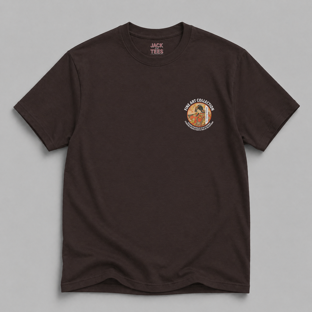 Kastukawa Shunsho Fine Art T-Shirt — Segawa Kikunojo III Under Autumn Maple
