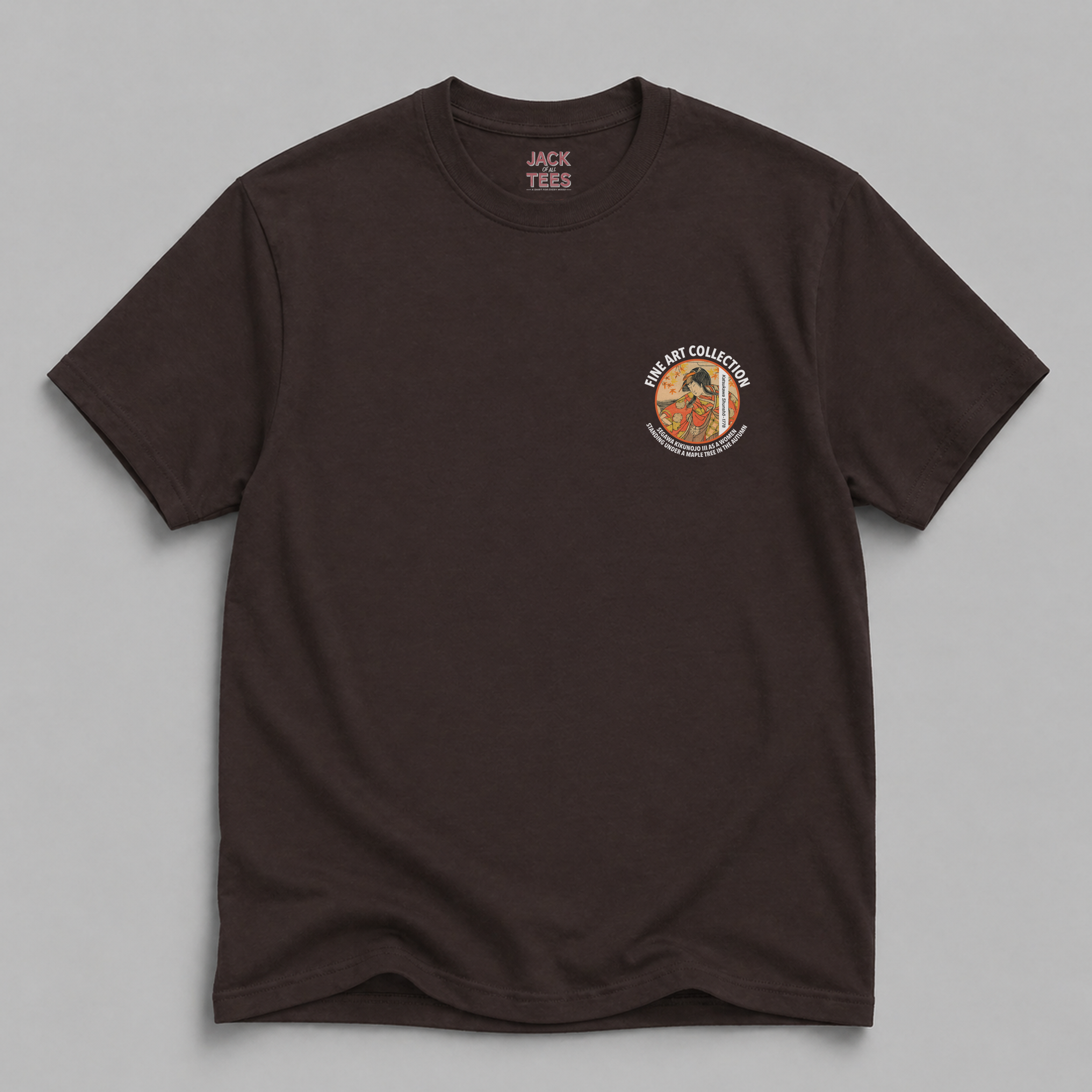 Kastukawa Shunsho Fine Art T-Shirt — Segawa Kikunojo III Under Autumn Maple